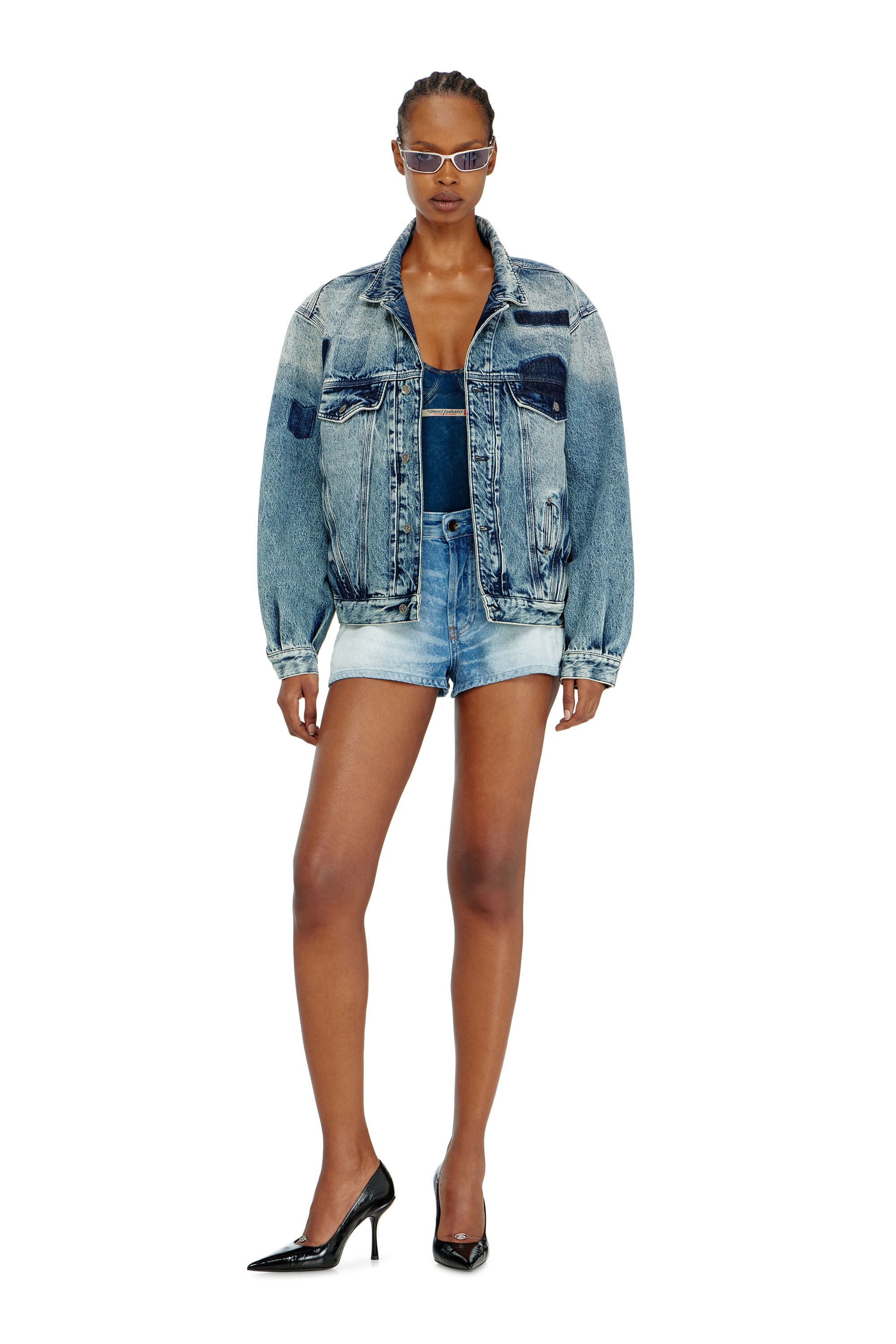 Diesel - D-DENVER-S2, Unisex's デニムジャケット in ミディアムブルー - 7