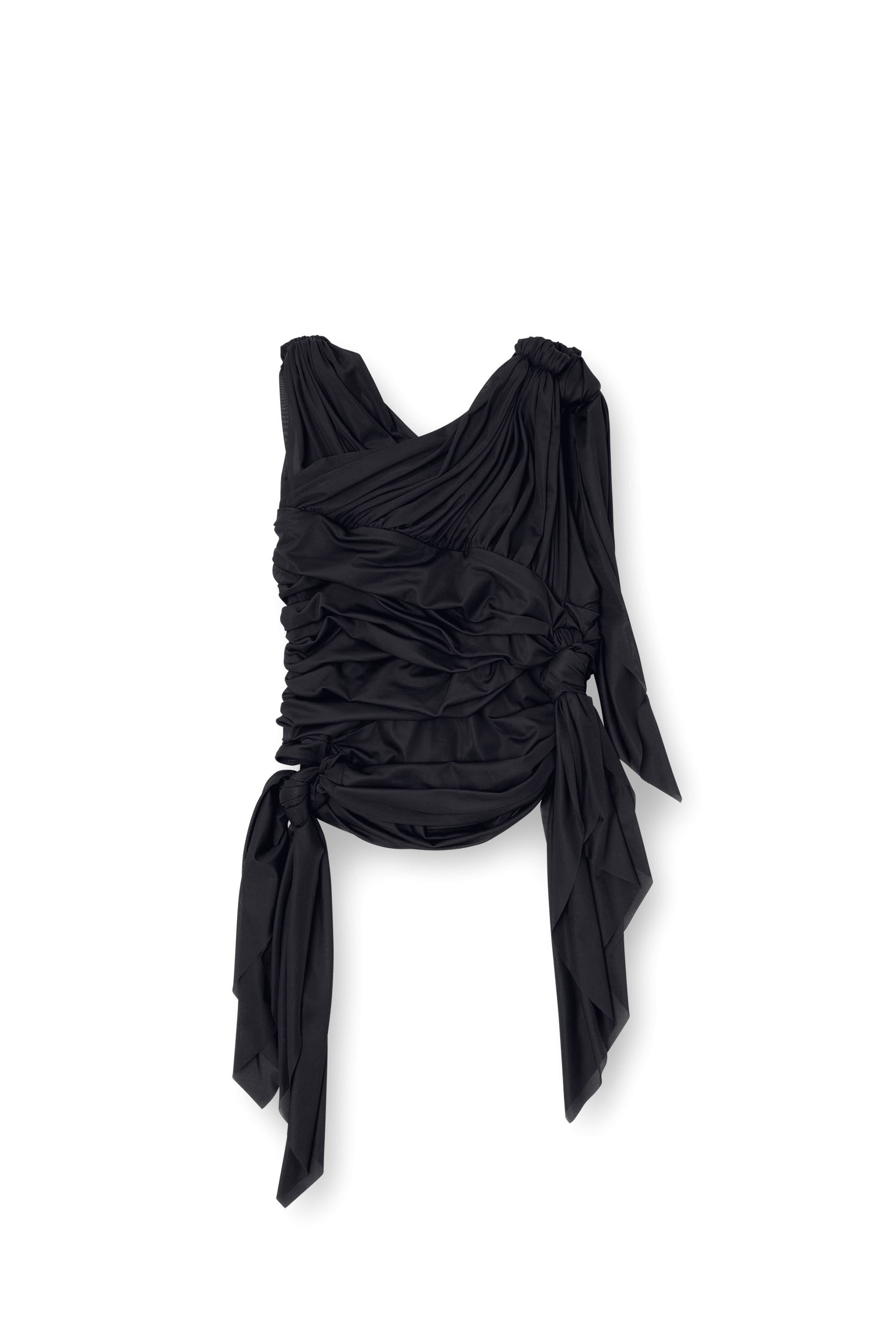 Diesel - T-PERSEA-PLAIN, Female's Draped top in stretch jersey in ブラック - 2