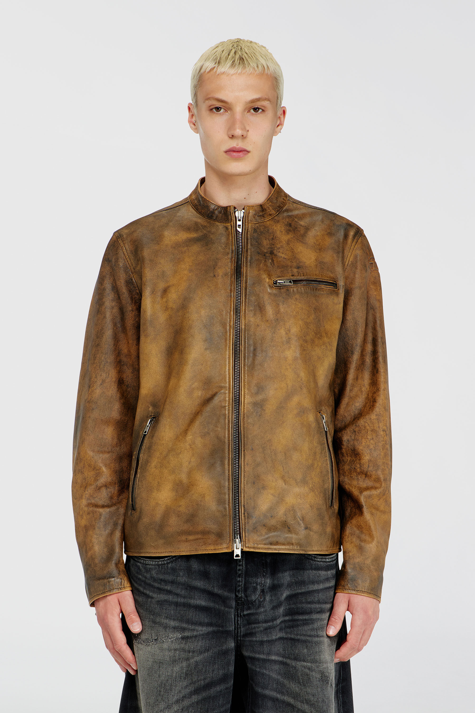 Diesel - L-ZAD-KNCZ, Male's レザージャケット in ライトブラウン - 3