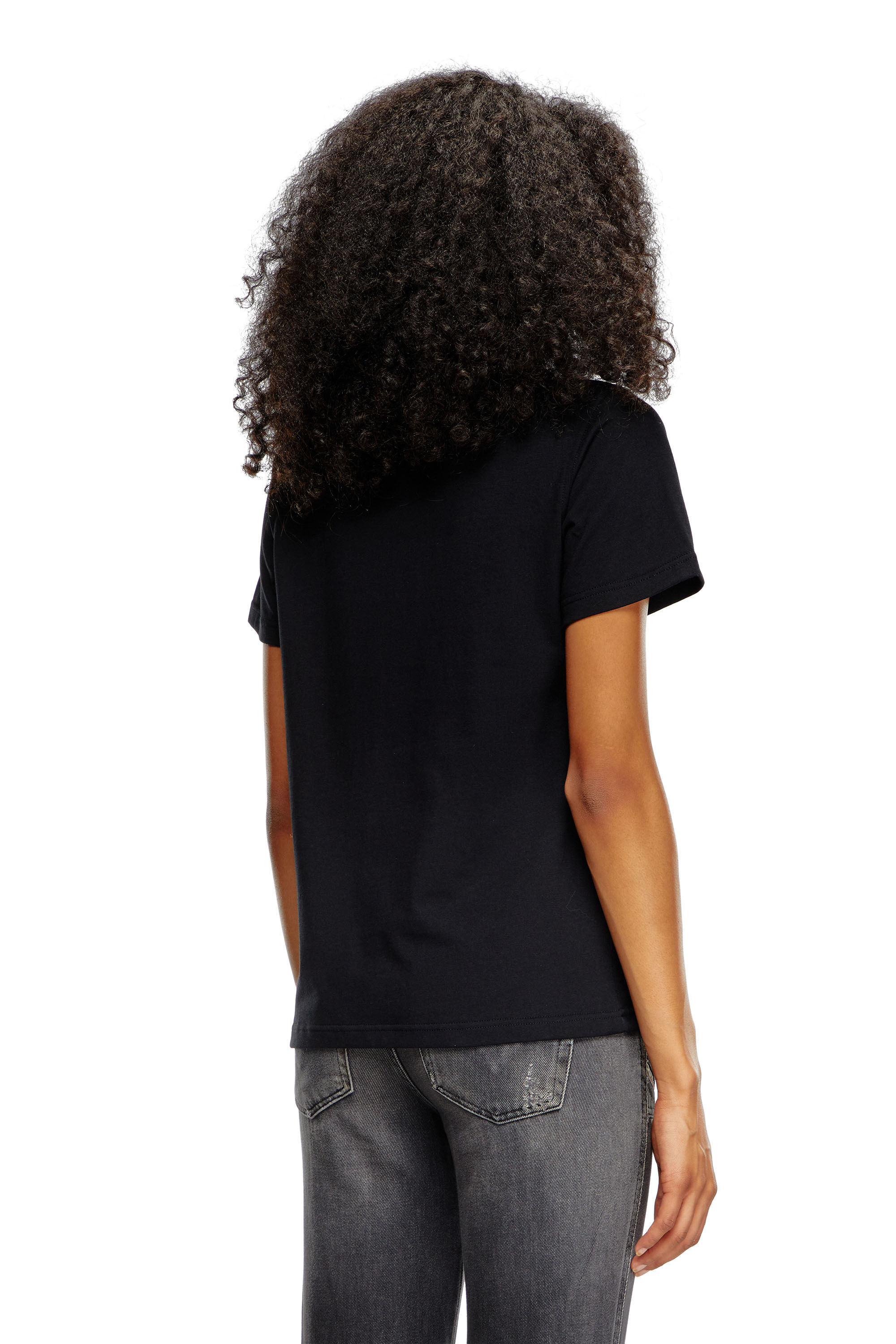 Diesel - T-REGS-OD, Female's T-shirt with metallic Oval D print in ブラック - 4