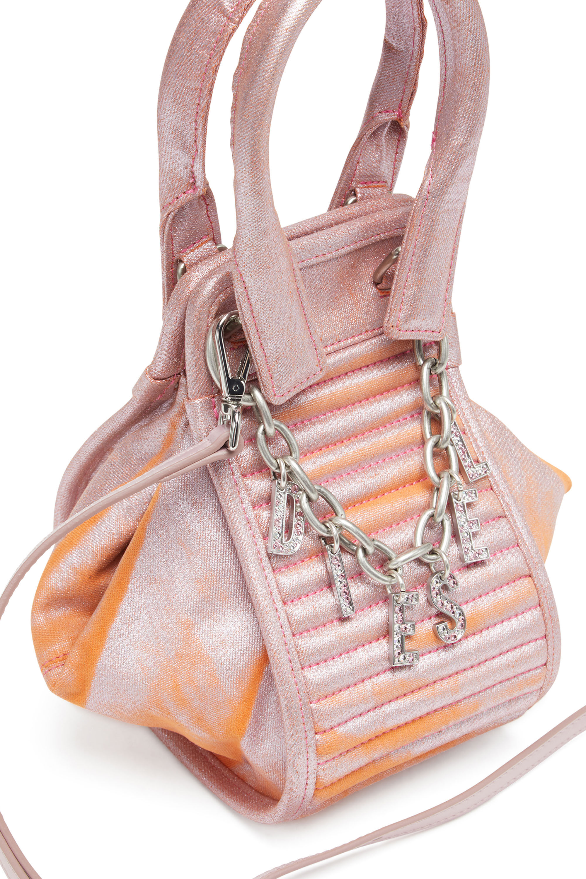 Diesel - D-VINA-XS, Female's D-Vina-XS-Handbag in bicolour coated denim in ピンク / ホワイト - 5