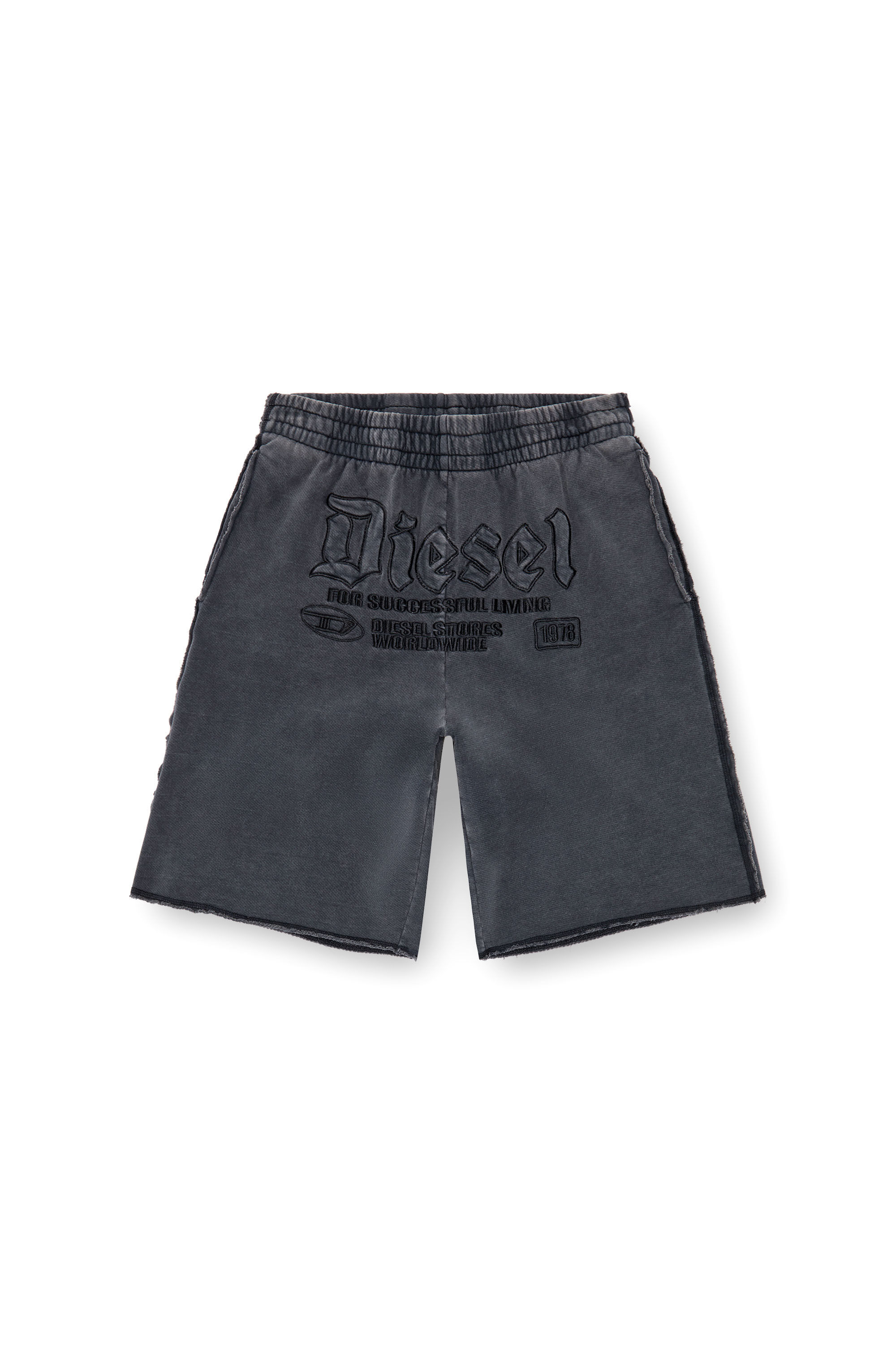 P-RAWMARSHY Sweat shorts with Diesel embroidery｜ブラック｜メンズ｜DIESEL