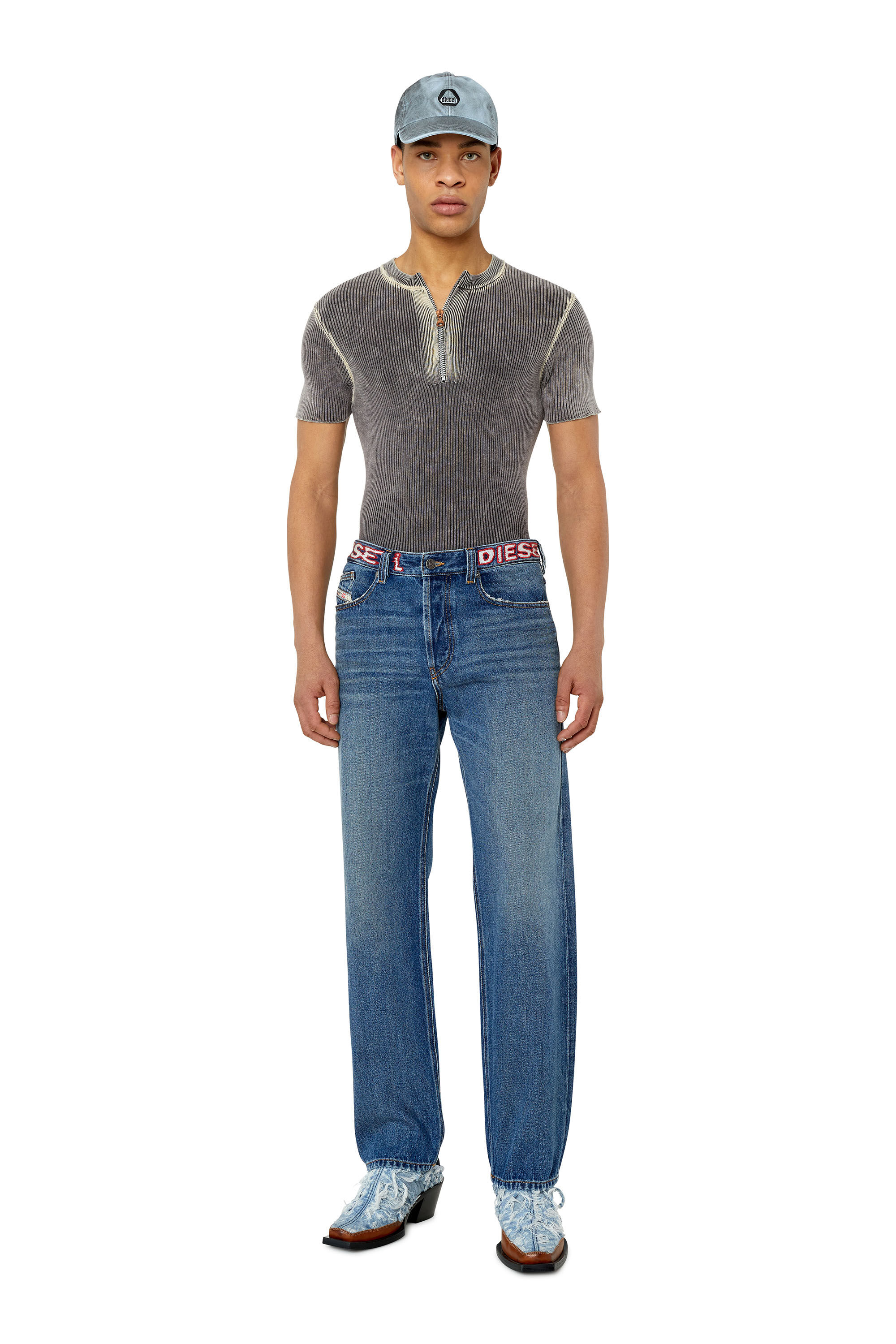 Diesel - Straight Jeans 2010 D-Macs 007K9, Male's 23SS デニムパンツ ルーズフィット ストレート in ミディアムブルー - 1