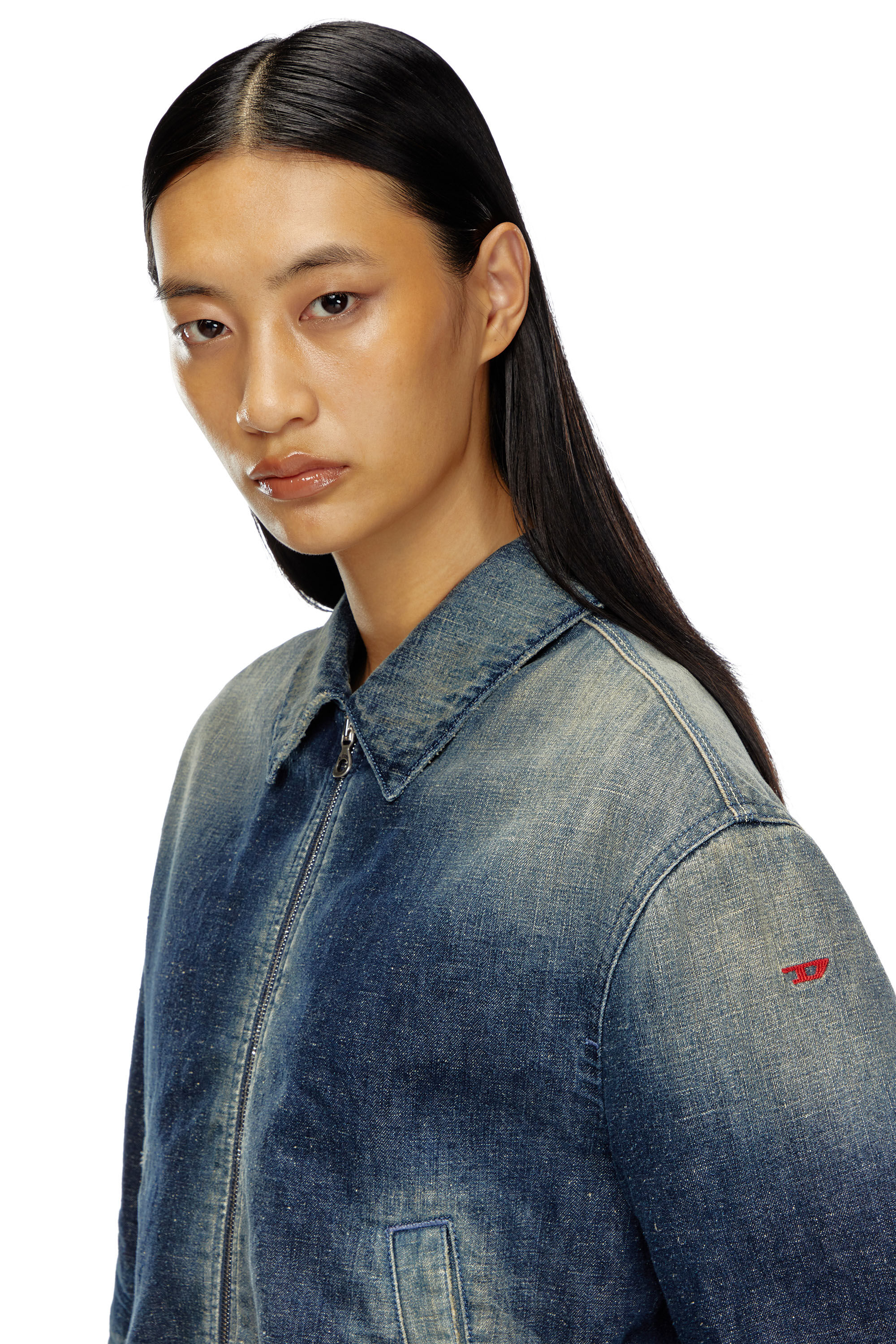 Diesel - DE-NOVA, Female's Padded jacket in utility-style denim in ダークブルー - 4