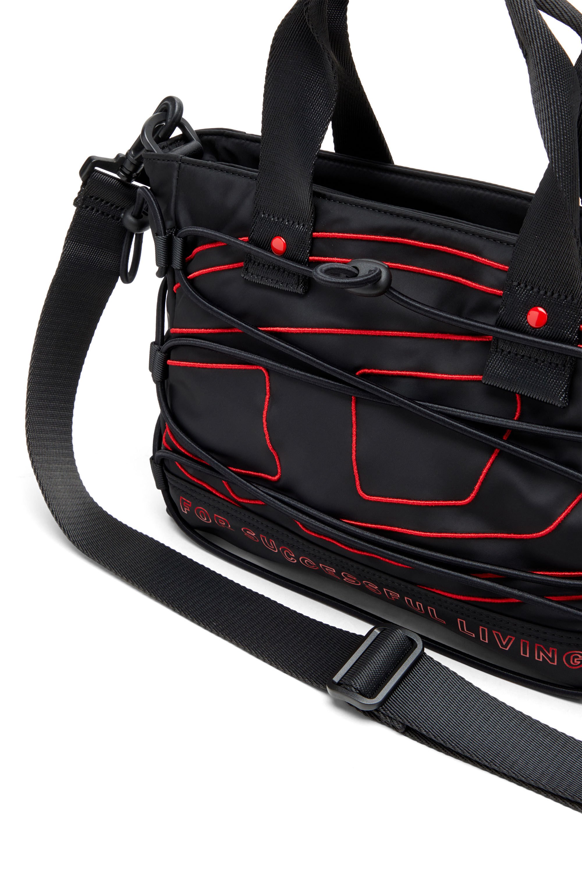 Diesel - TECH-D TOTE S X, Unisex's Tech-D-Small nylon tote bag with Oval D embroidery in ブラック - 6