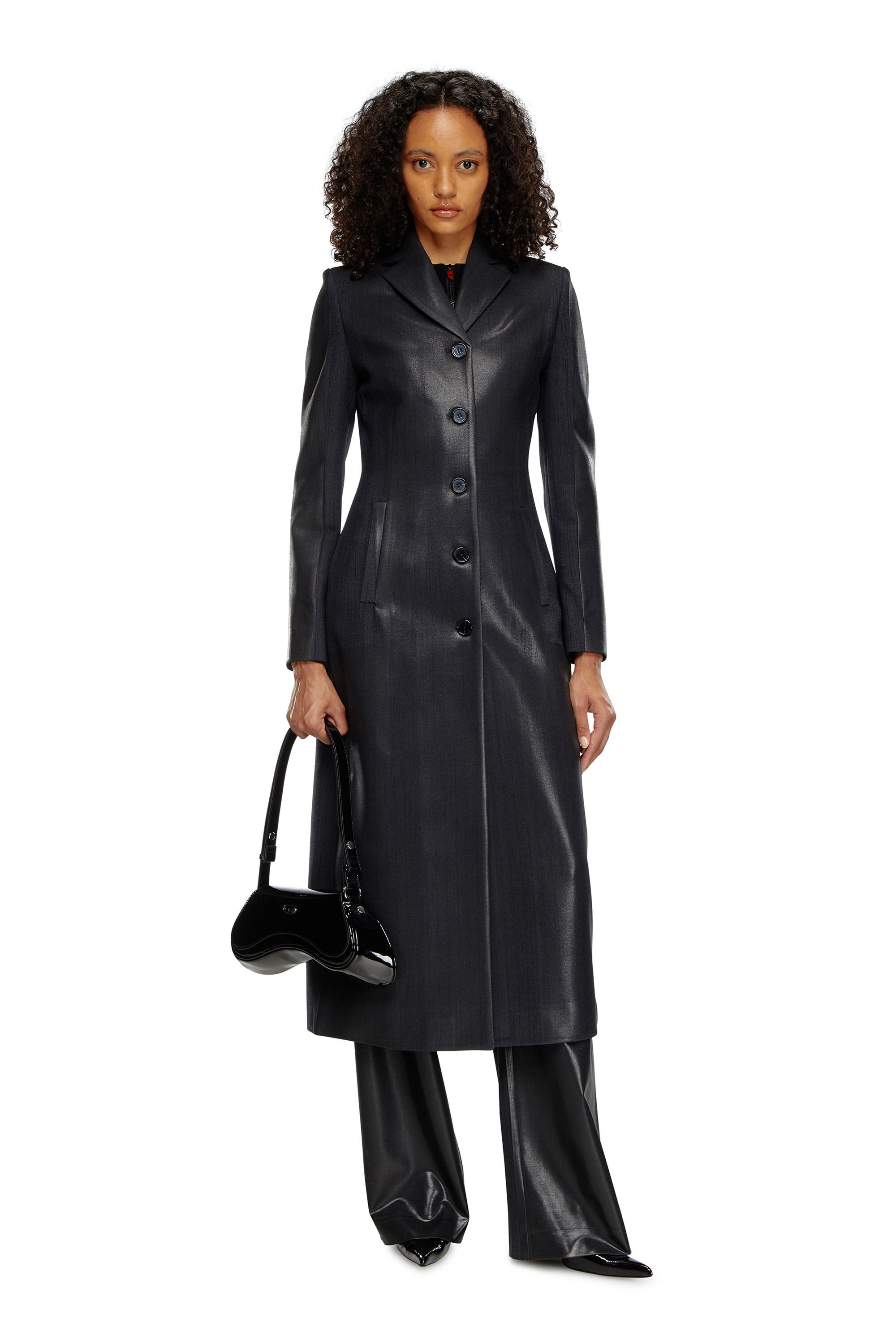 Diesel - G-LAMOUR, Female's Pinstripe jacket with coated front in ブラック - 1