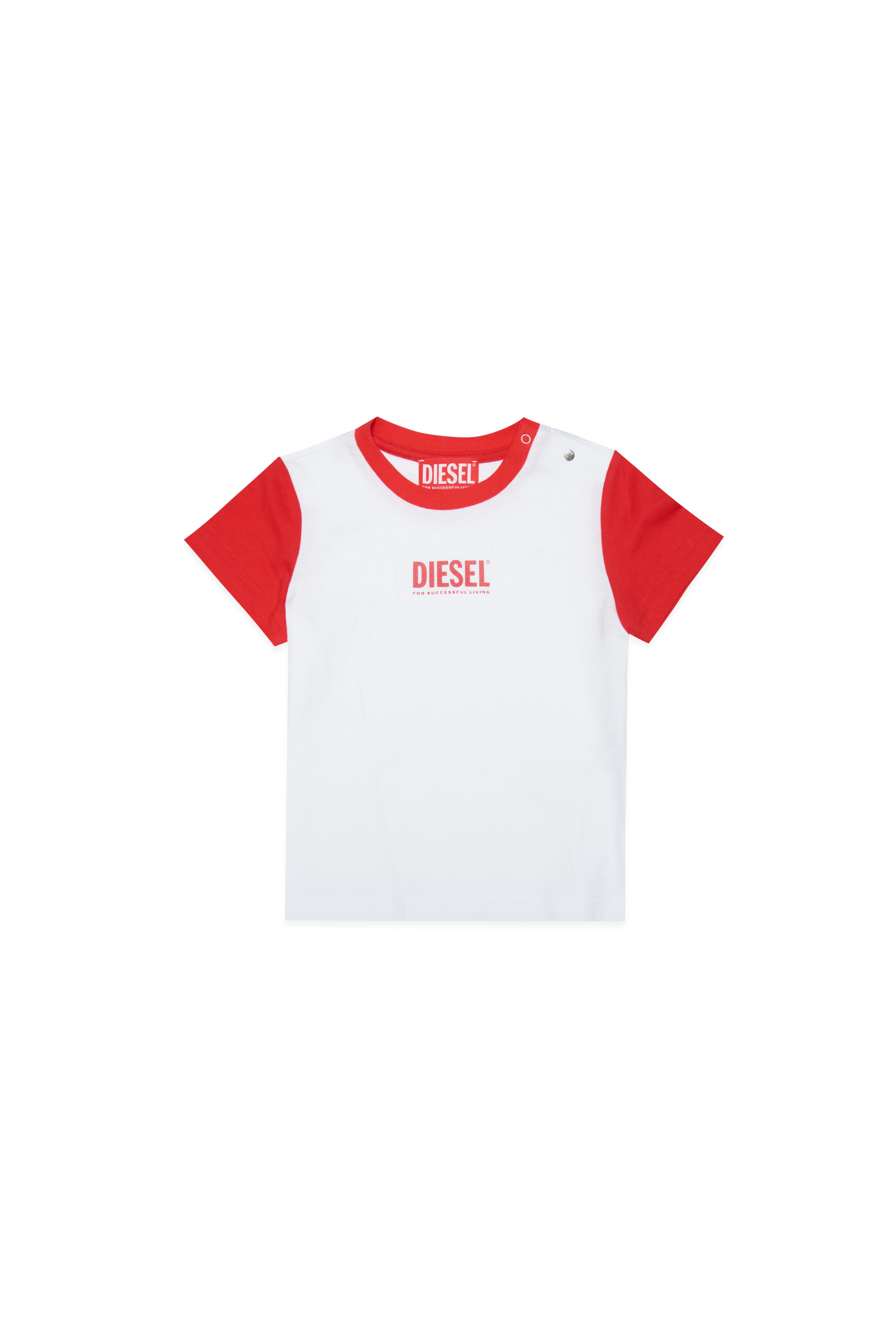 Diesel - MTANTEB, Male's ベビー Tシャツ ロゴ in ホワイト/レッド/ブルー - 1