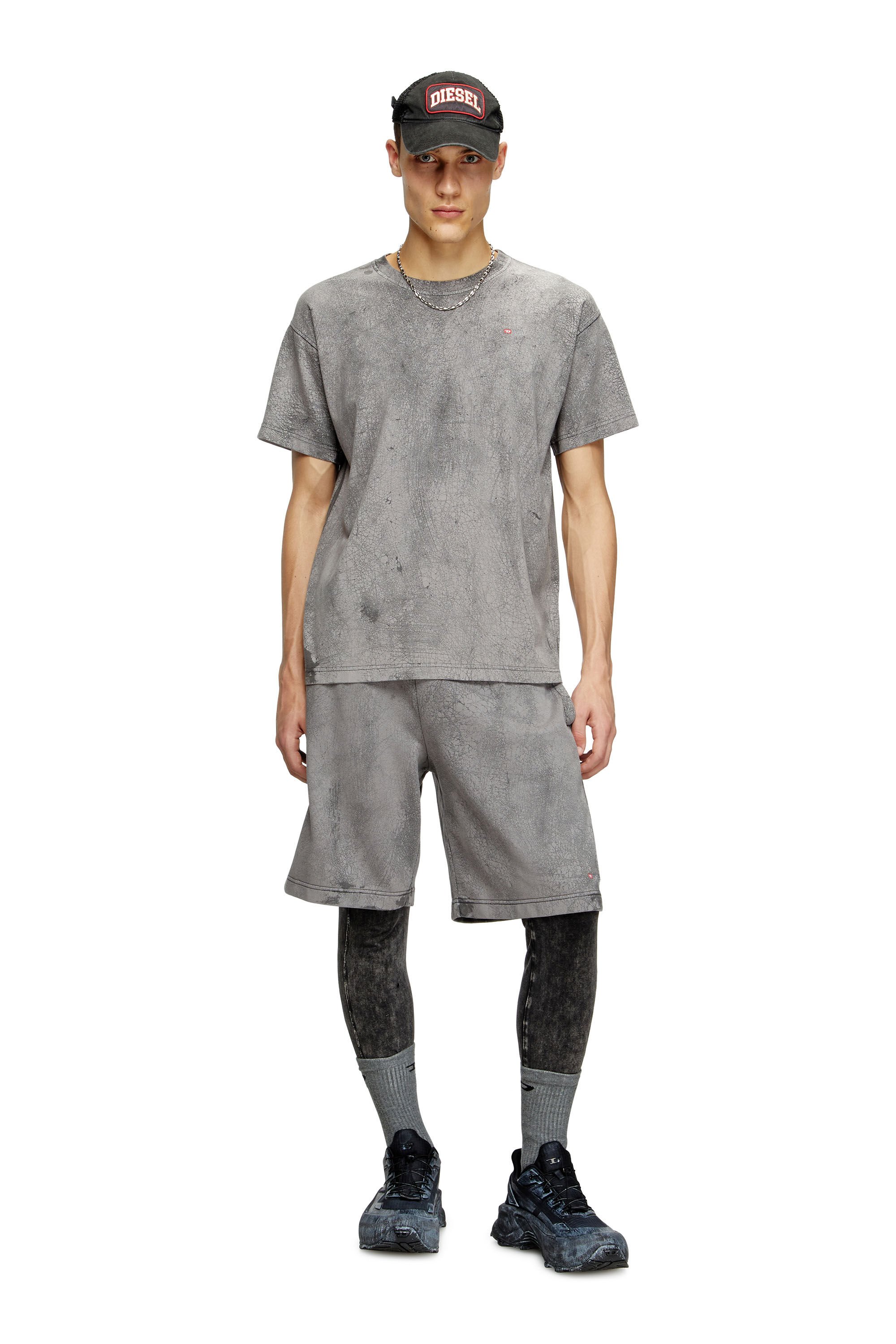 Diesel - T-NORM-T8, Male's T-shirt in waxed jersey in グレー - 1