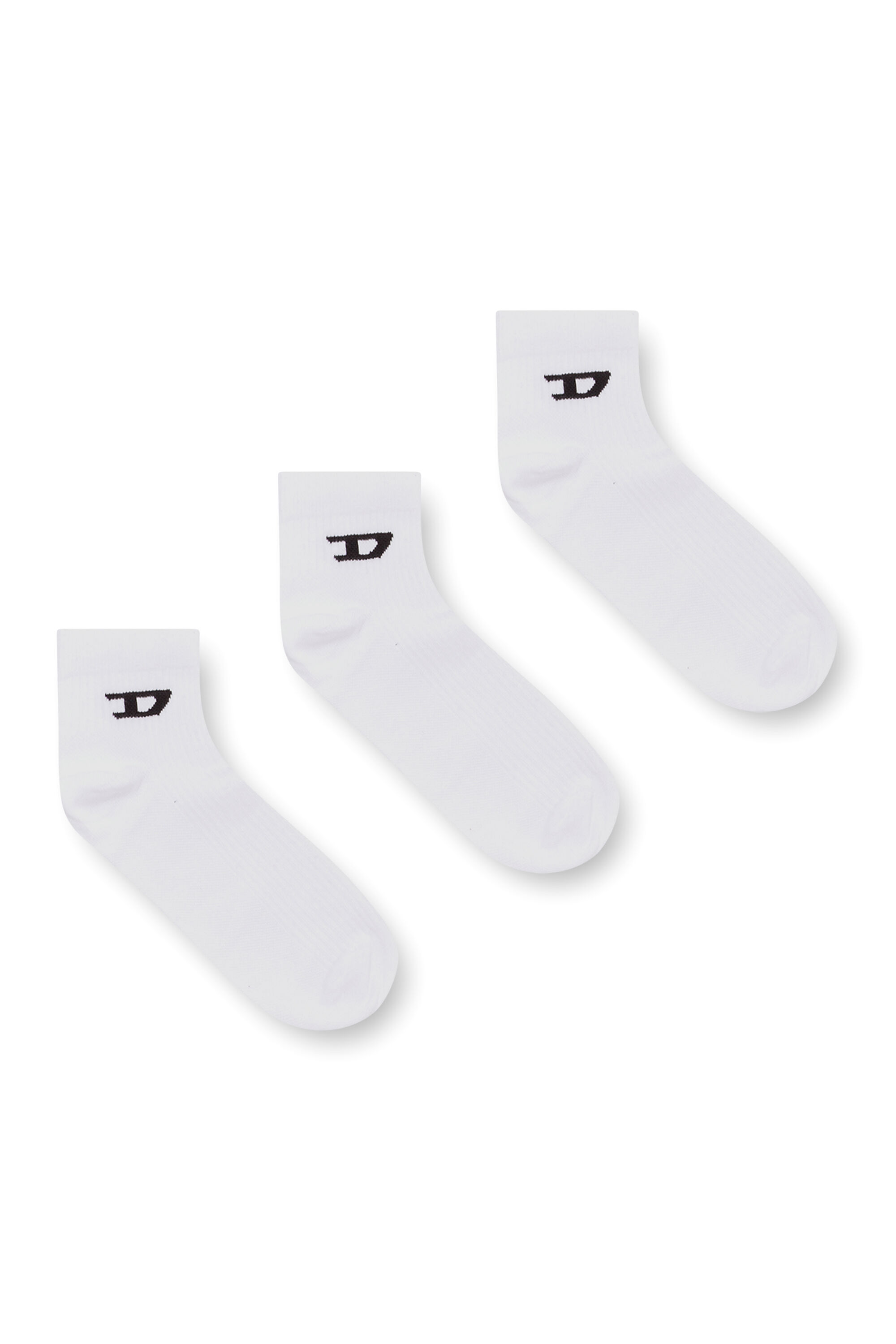 Diesel - SKM-D-ANKLE -9, Male's Three-pack ankle socks with D logo in ホワイト - 1