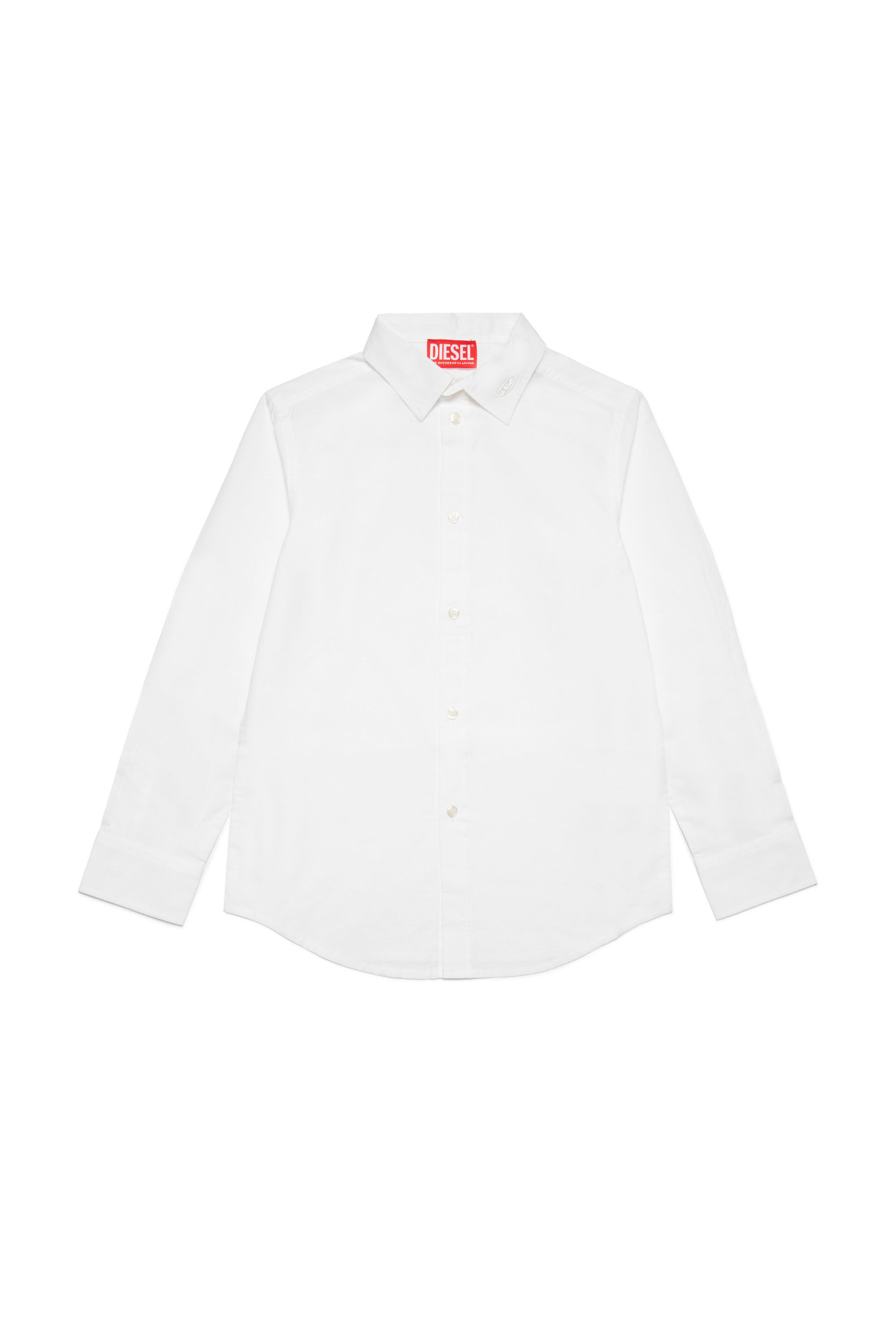 Diesel - CPING, Male's Cotton poplin shirt with logo collar in ホワイト - 1