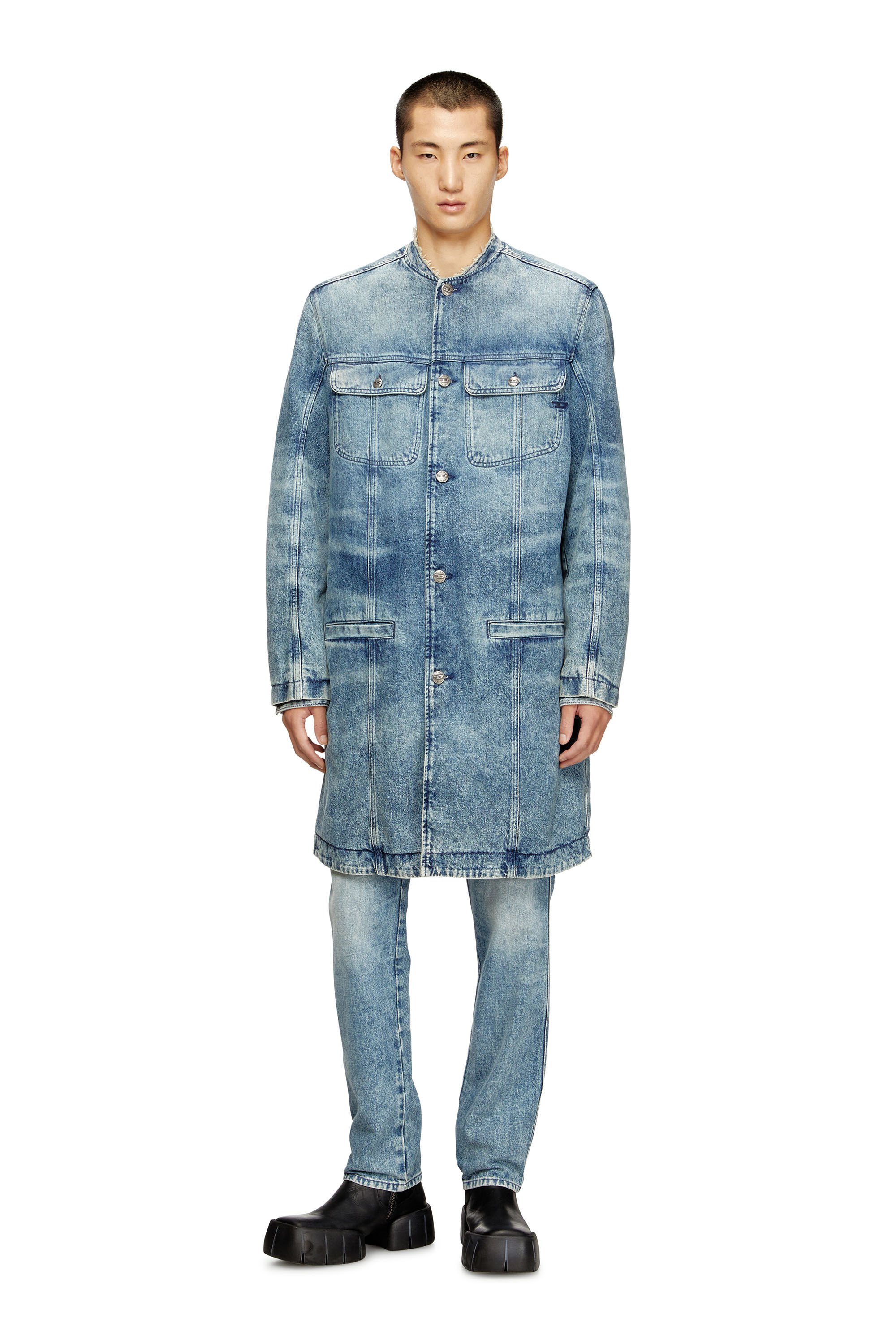 Diesel - D-ABERD-FSH1, Male's Coat in lasered cotton-hemp denim in ライトブルー - 1