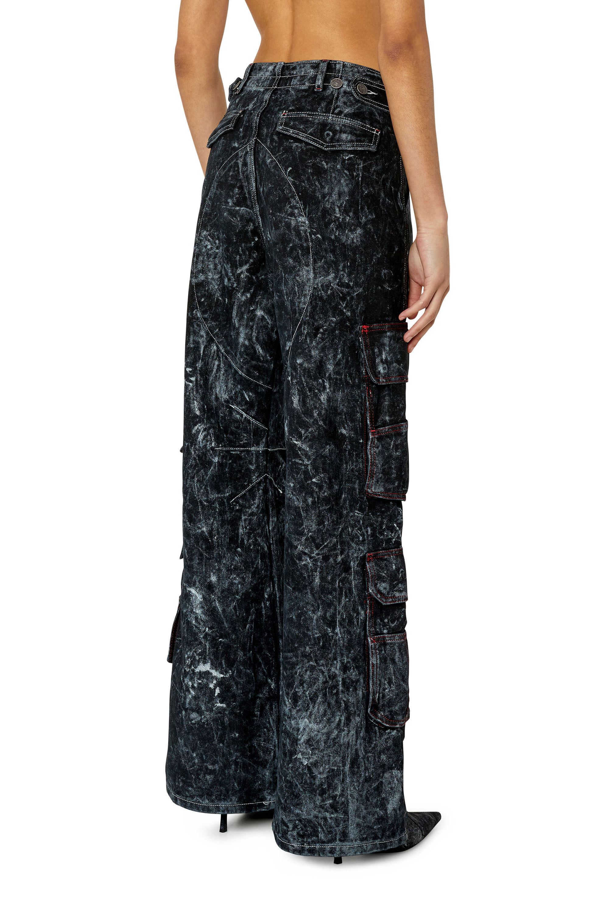 Diesel - Straight Jeans 1996 D-Sire 0EMAC, Female's SS23  デニム カーゴパンツ ルーズ in ブラック/ダークグレー - 5