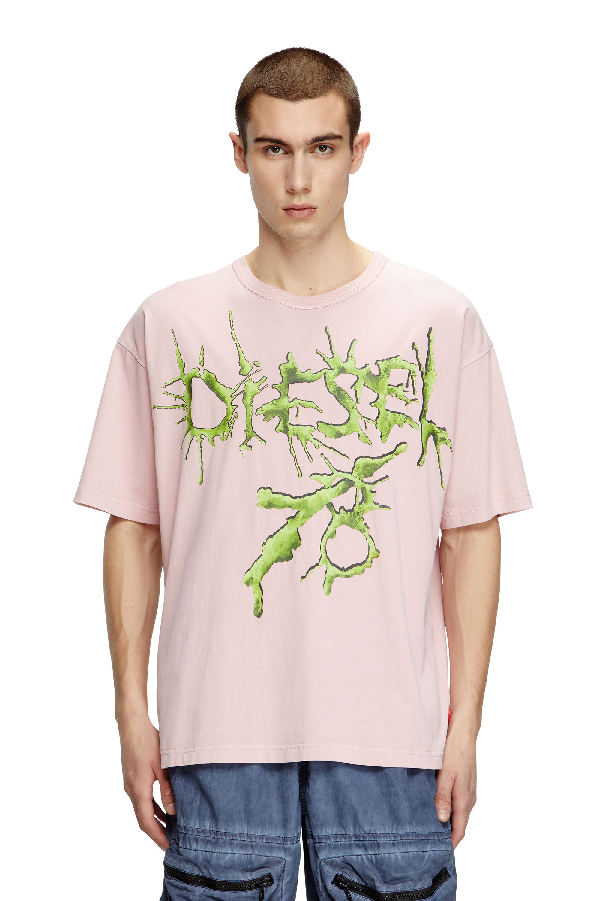 Diesel - T-BOXT-R28, Male's T-shirt with tattoo graphics in ピンク / ホワイト - 3