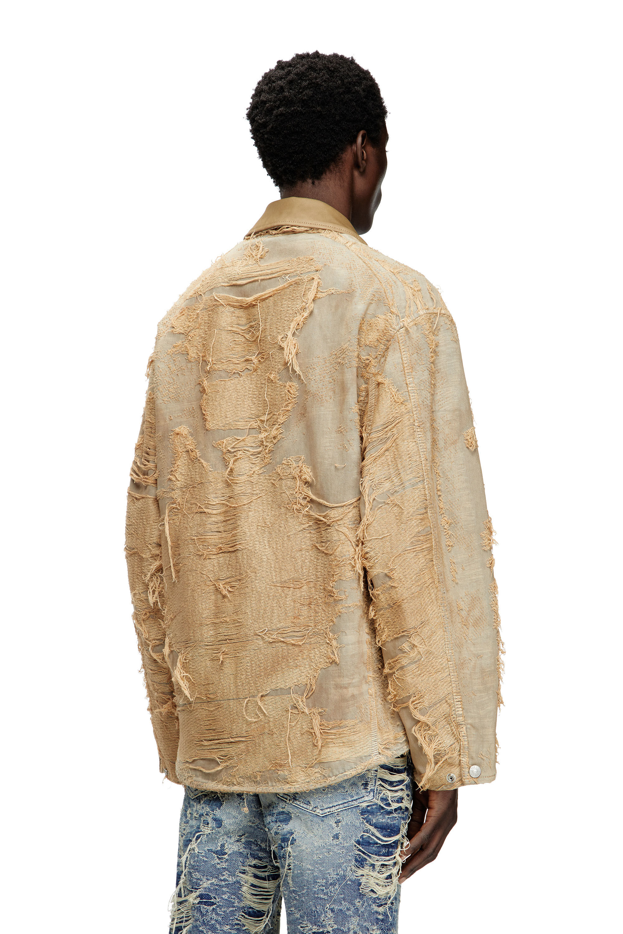 Diesel - D-IVAR-FSG, Male's Jacket in overdyed floating-thread denim in ライトブラウン - 5