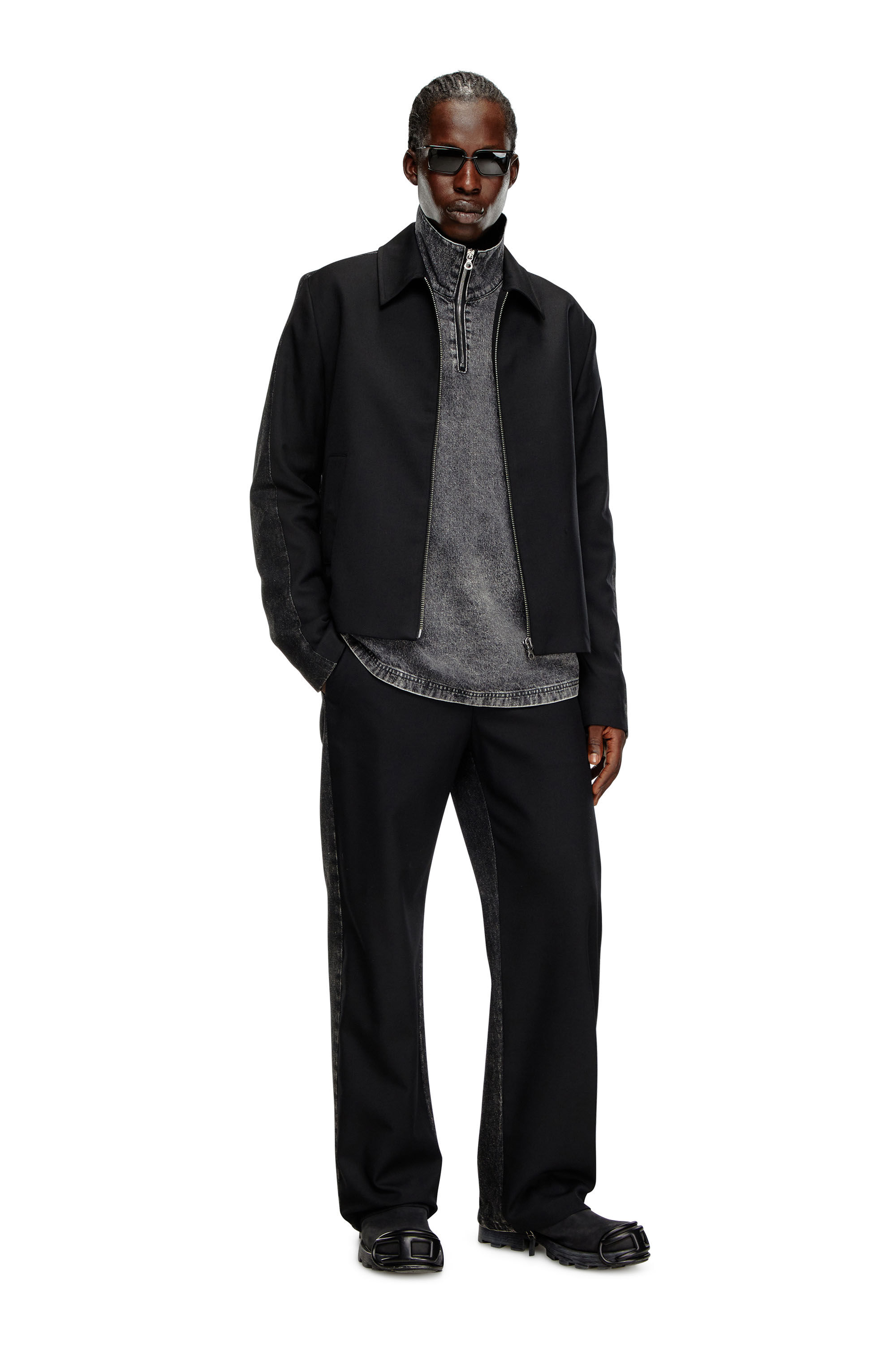 J-RHEIN Blouson jacket in wool blend and denim｜ブラック｜メンズ｜DIESEL