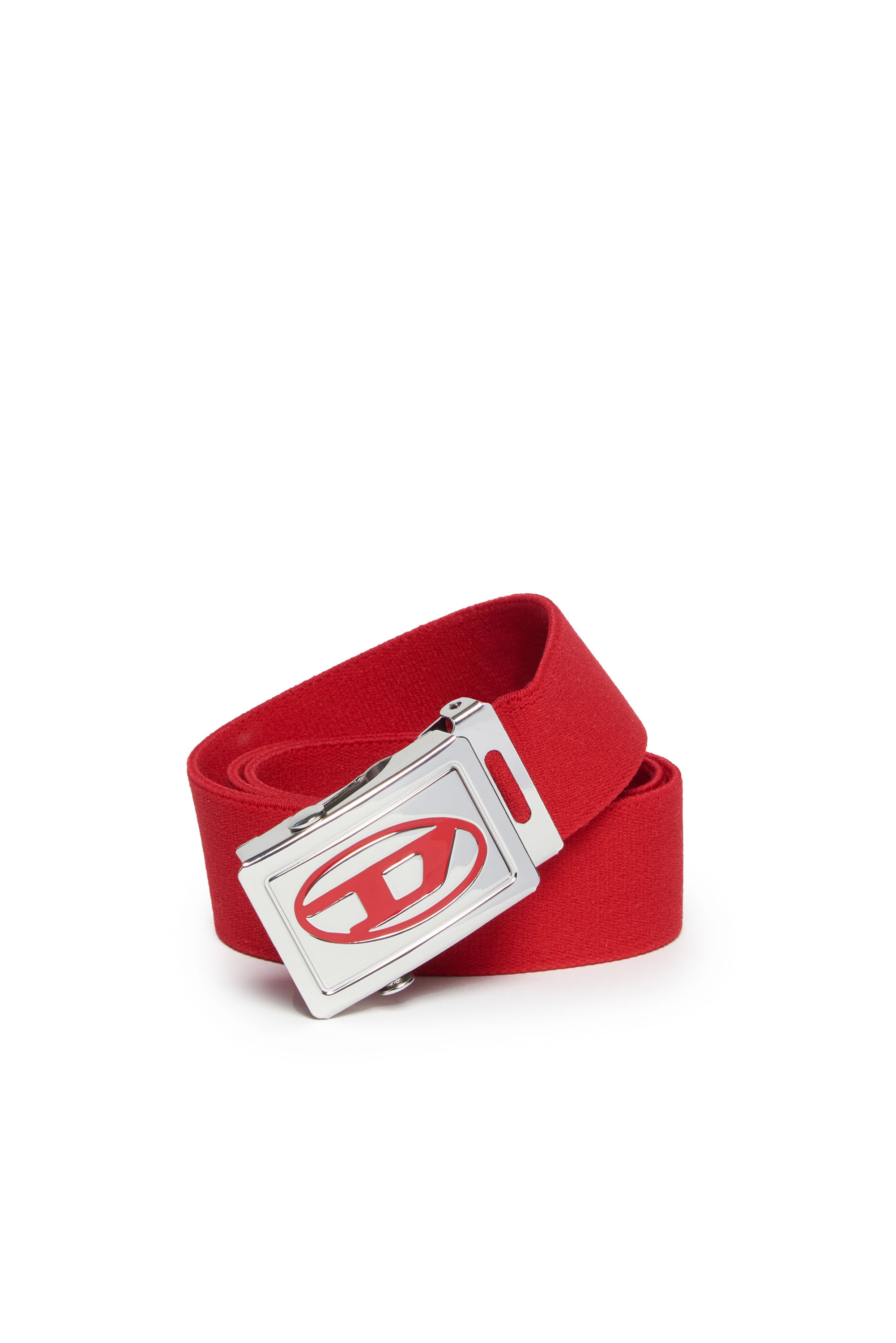 Diesel - BESAR, Male's Tape belt with Oval D plaque buckle in レッド - 2