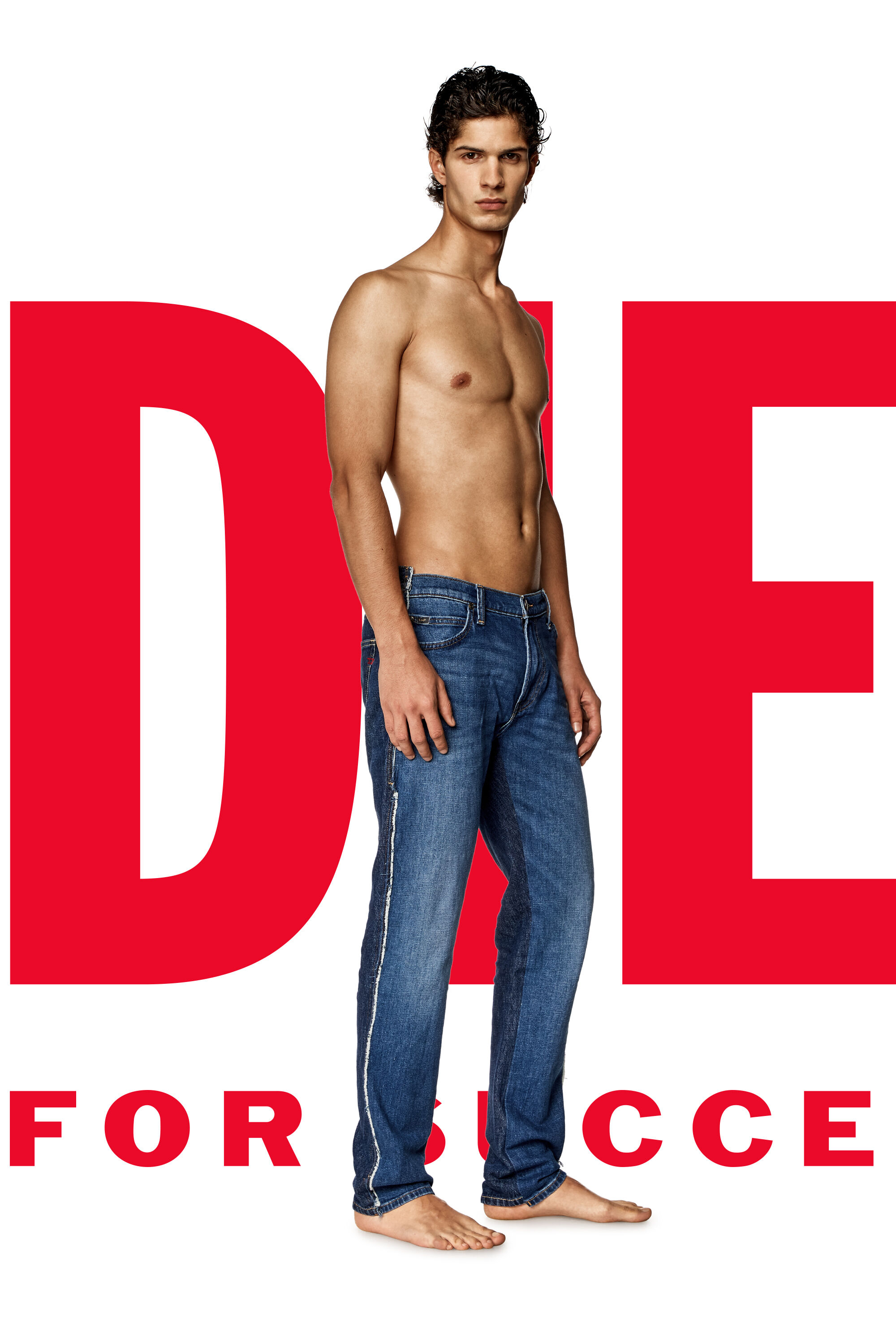 Diesel - Unisex's Regular Jeans Dieseloves 04 09K47, ミディアムブルー - 1