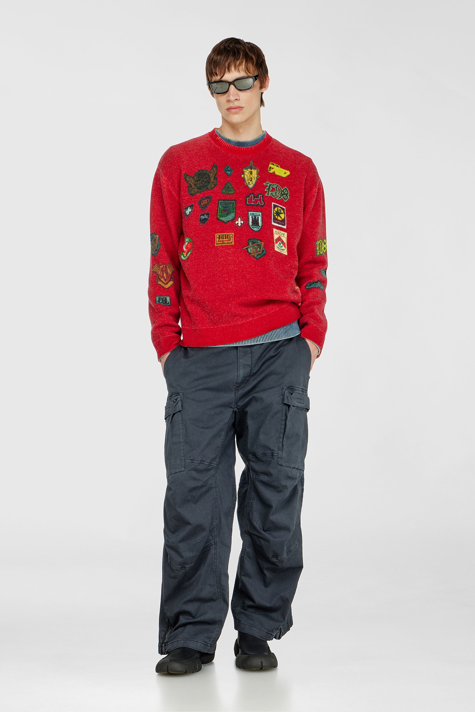 Diesel - K-PATCY, Male's プルオーバーニット in レッド - 1