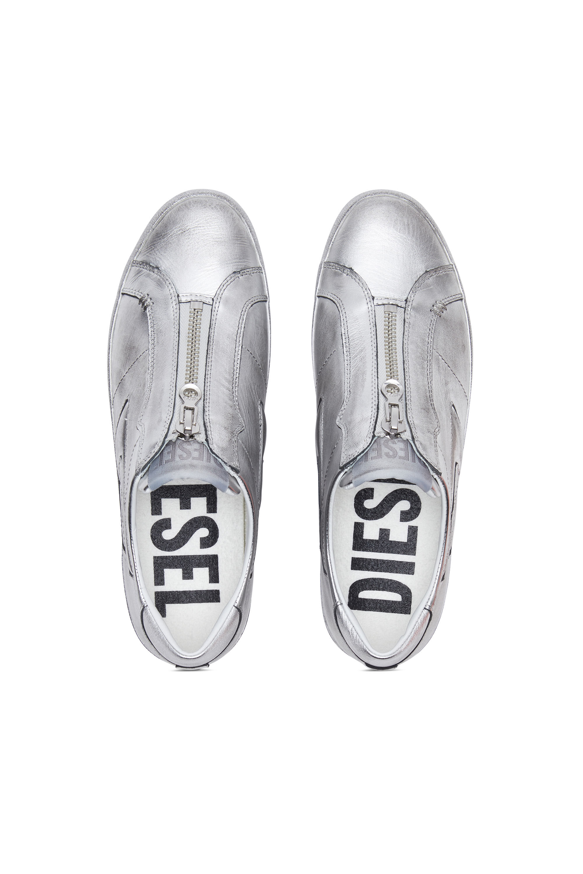 Diesel - S-LEROJI ZIP LOW, Male's レザー メタリック ローカットスニーカー - S-Leroji Zip Low in シルバー - 6