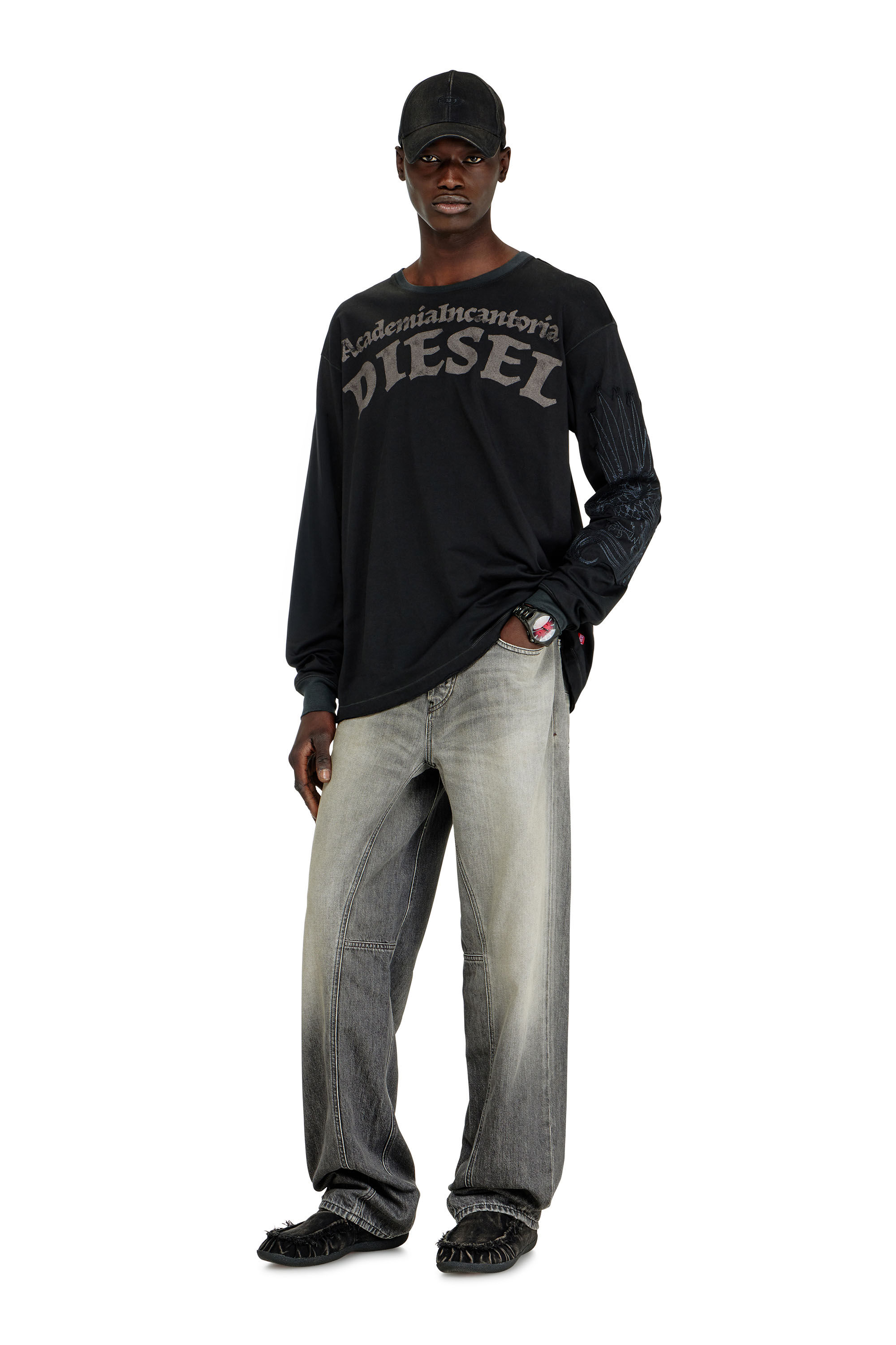 Diesel - T-NORM-LS-AA3, Male's 長袖Tシャツ in ブラック - 1