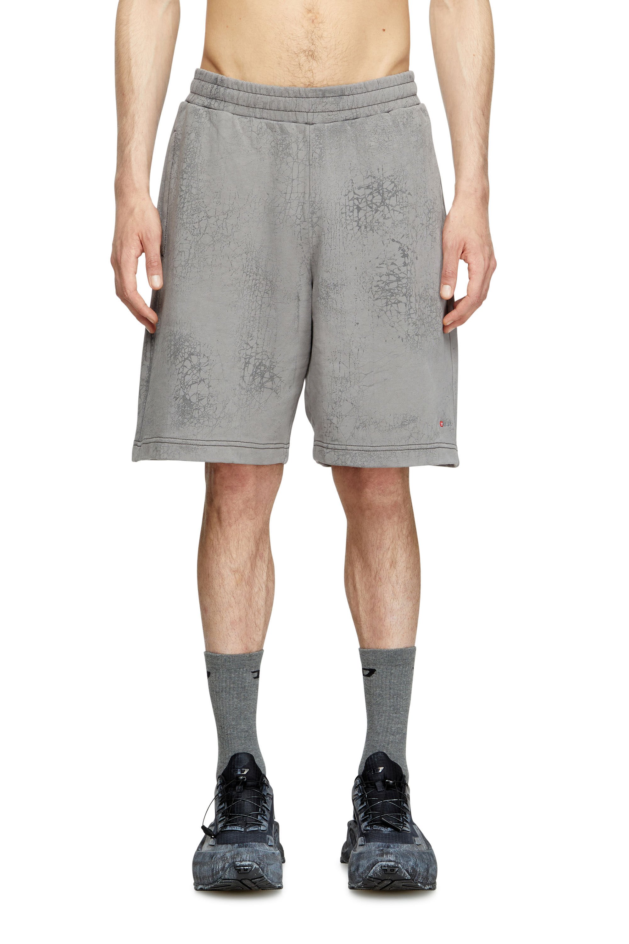 Diesel - P-CREW, Male's Shorts in waxed jersey in グレー - 3