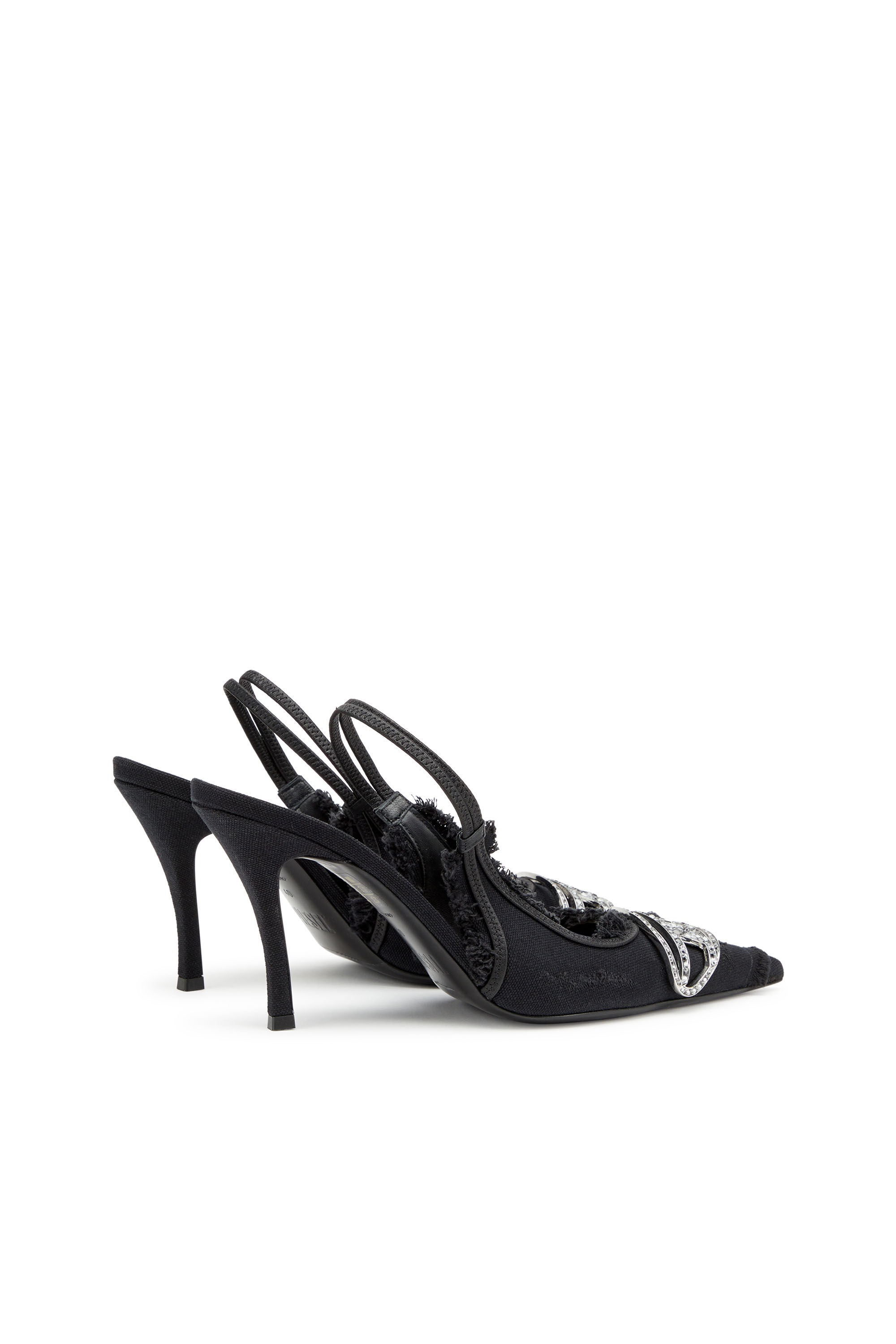 Diesel - D-VENUS SB, Female's D-Venus-Slingback pumps in distressed canvas in ブラック - 3