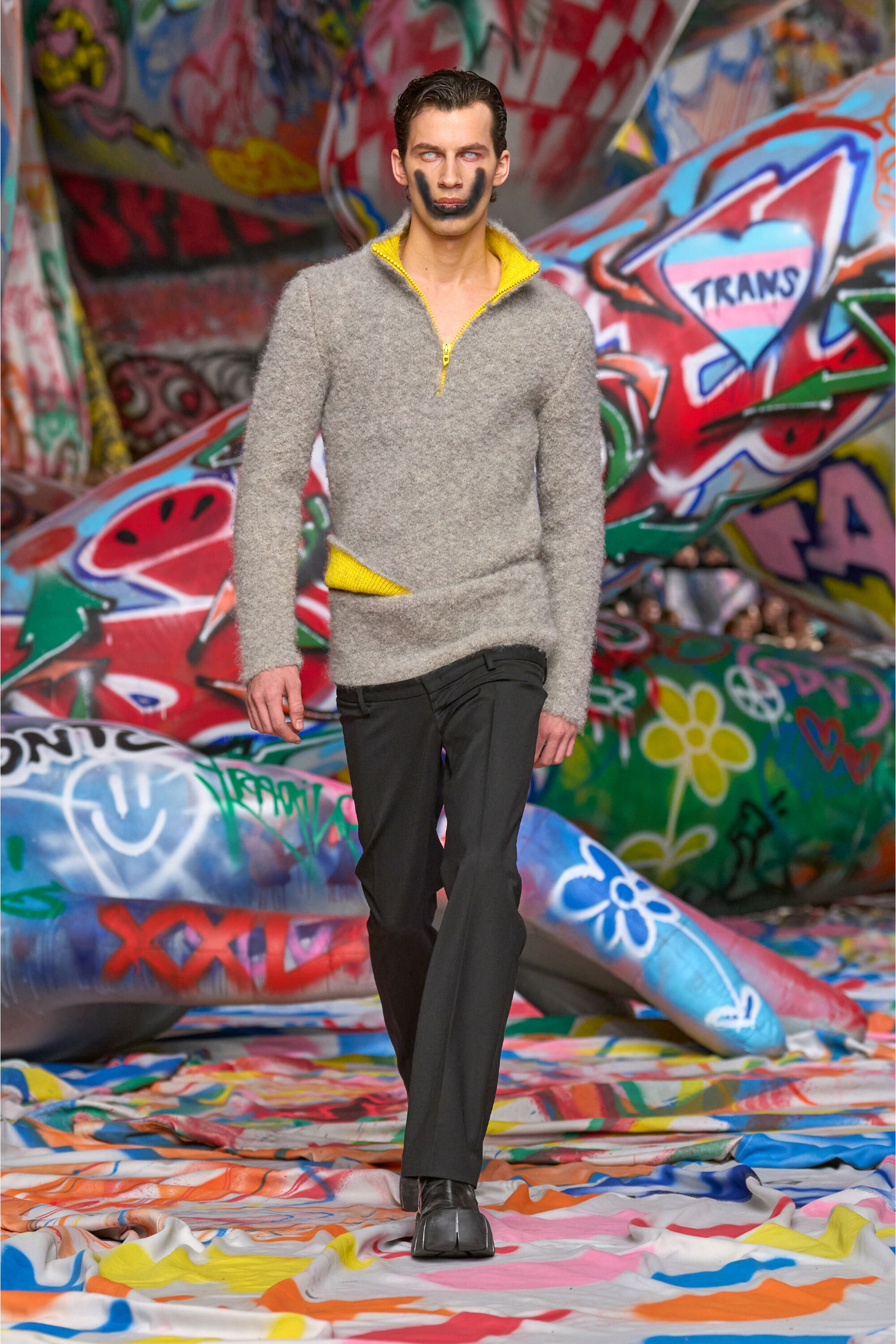 K-ELLER Half-zip jumper with contrast interior｜グレー｜メンズ｜DIESEL