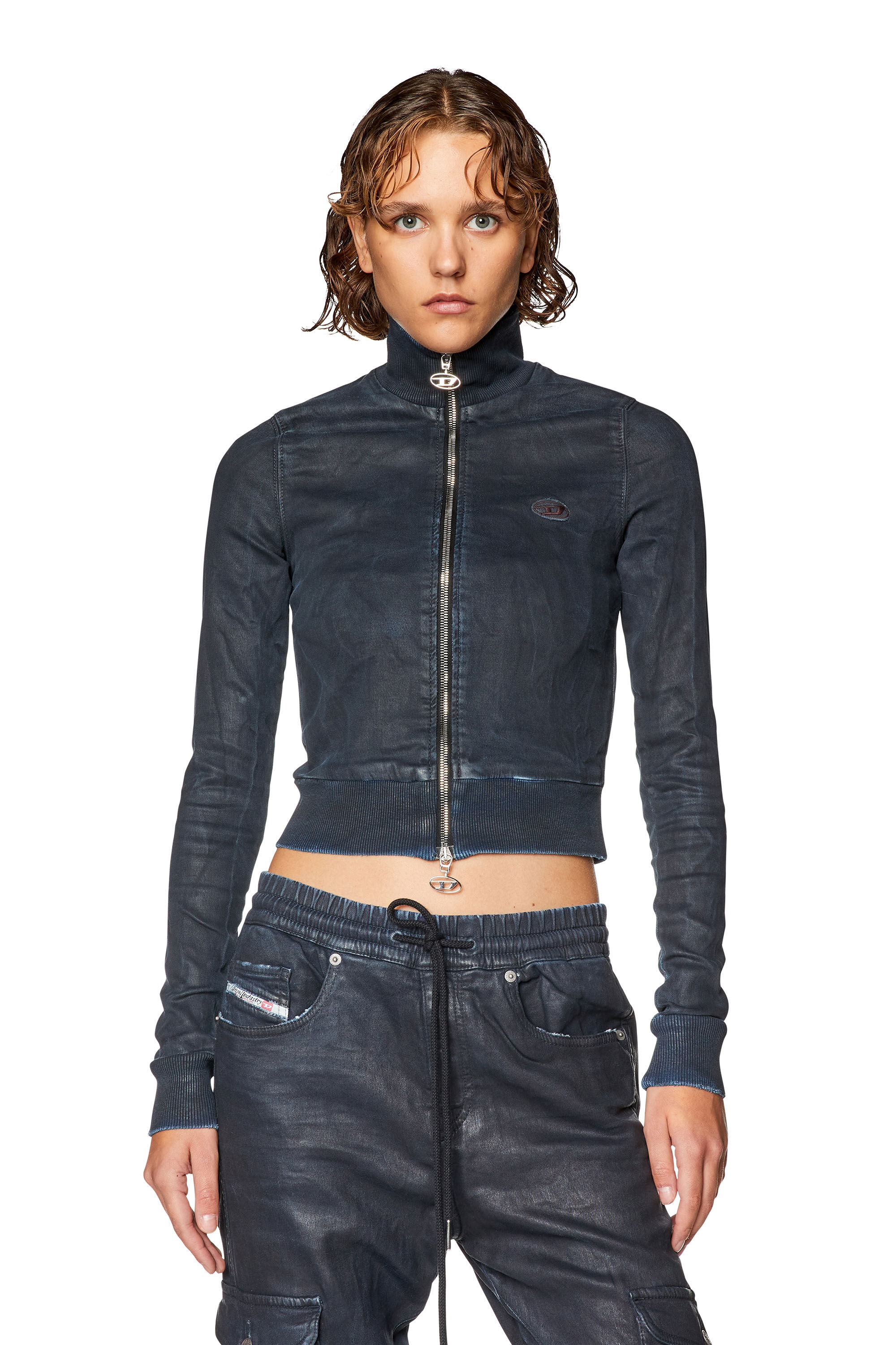 Diesel - D-EMY-NE, Female's スウェットデニムブルゾンジャケット in ダークブルー - 5