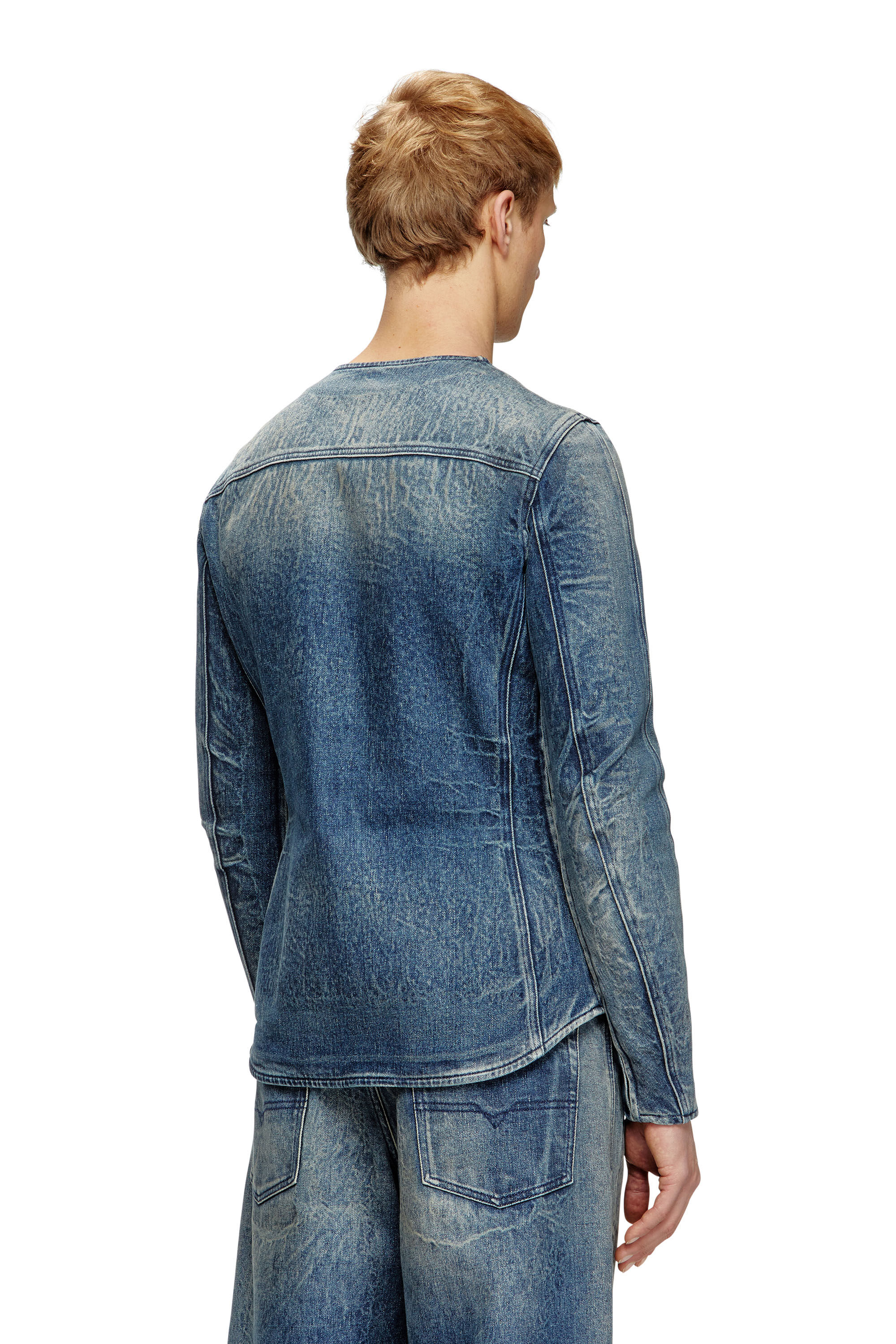 D-CARDI-FSG Jacket in Ghost Embossed denim｜ブルー｜メンズ｜DIESEL