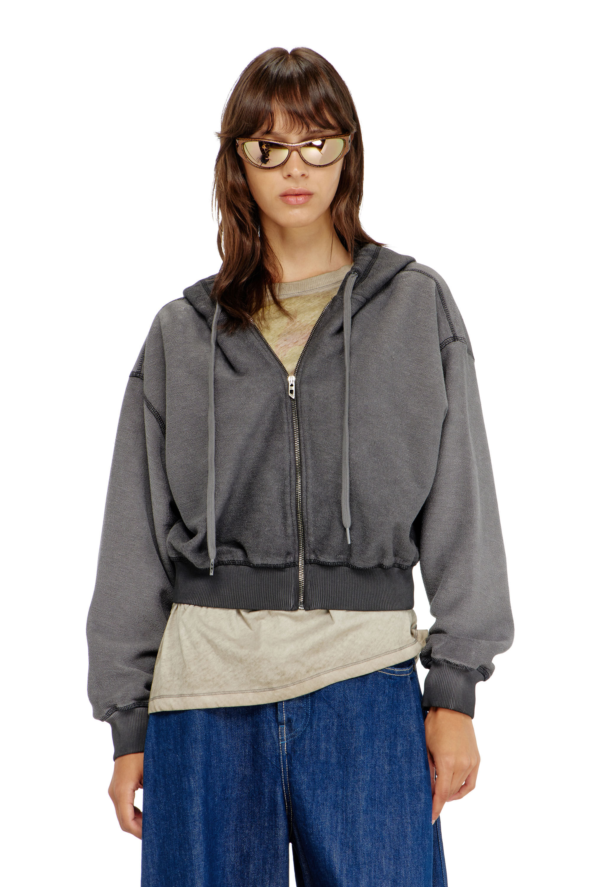 Diesel - F-SUNNY-HOOD-ZIP, Female's ジップアップパーカー in グレー - 3