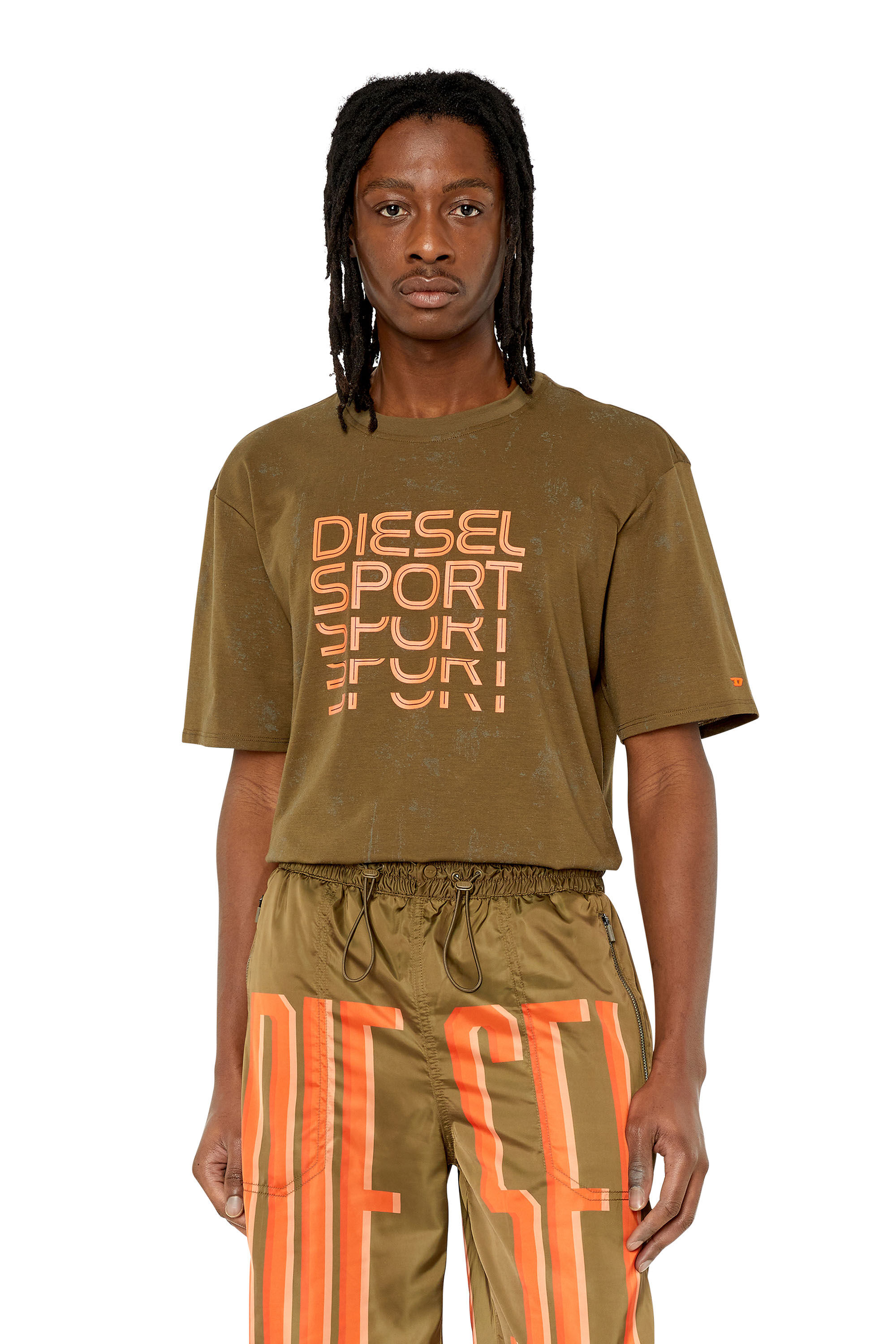 Diesel - AMTEE-DUNCAN-HT16, Male's トレーニング Tシャツ ロゴ DIESEL SPORT in Brown - 3