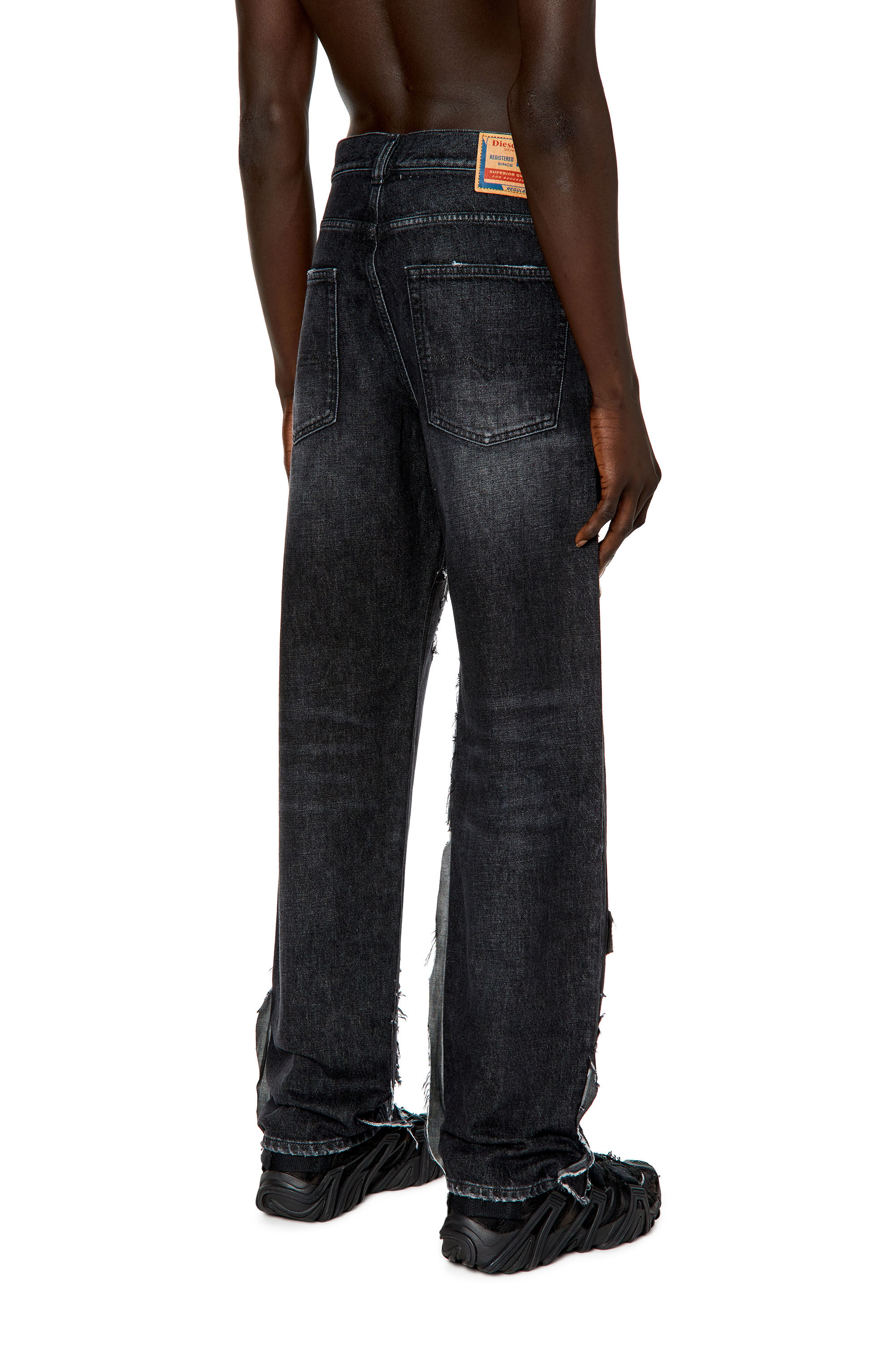 Diesel - Straight Jeans 2010 D-Macs 007Q7, Male's 23SS デニムパンツ ダメージ加工 in ブラック/ダークグレー - 5