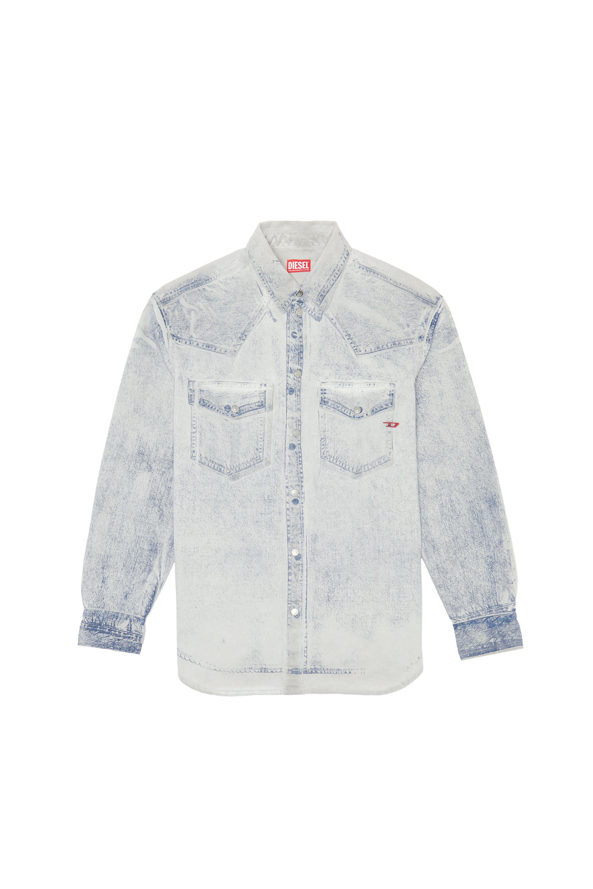 Diesel - D-OCEAN-OVER-SC, Male's デニムシャツ ジャケット in ライトグレー - 2