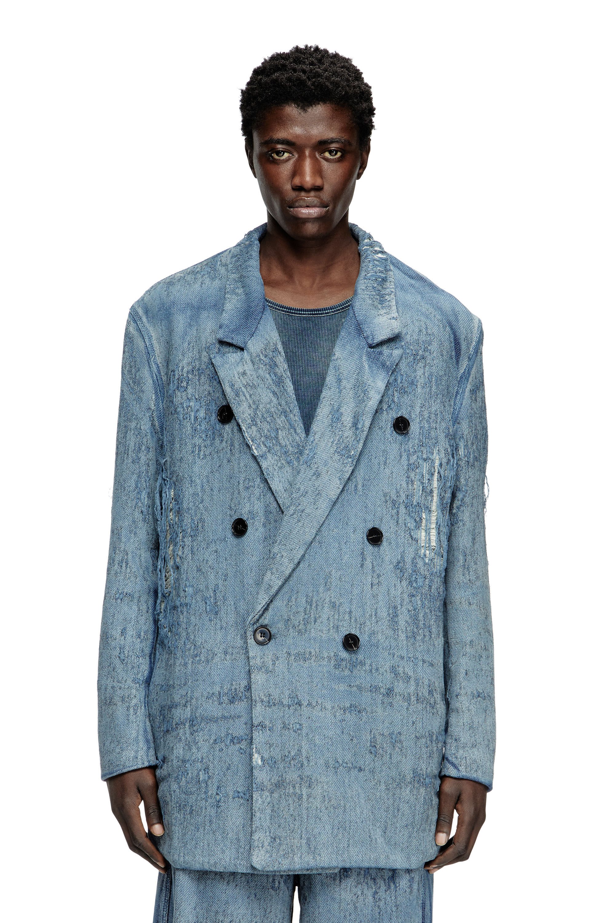 Diesel - D-PEKKA-FSG2, Unisex's Blazer in ultra-destroyed jacquard denim in ライトブルー - 3