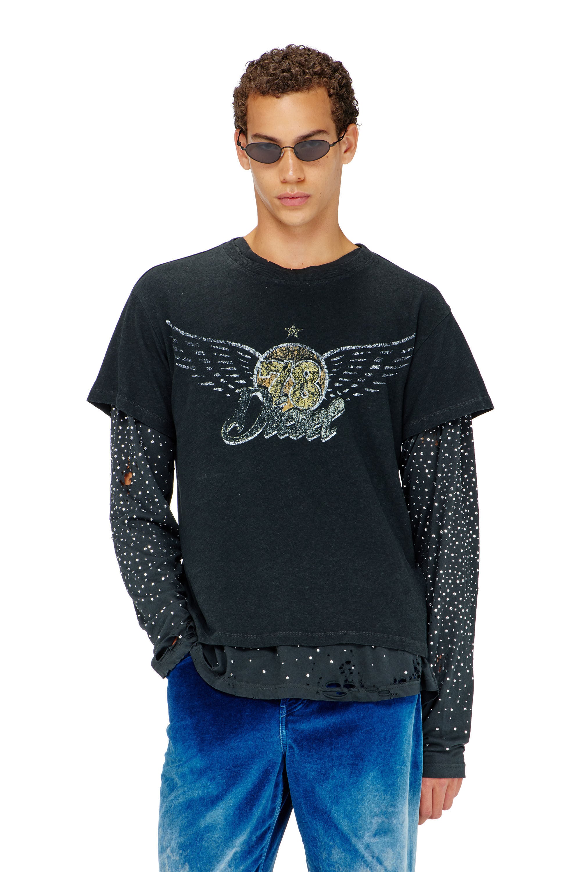 Diesel - T-GERIO-A, Male's Cotton-hemp T-shirt with concert graphics in null - 3