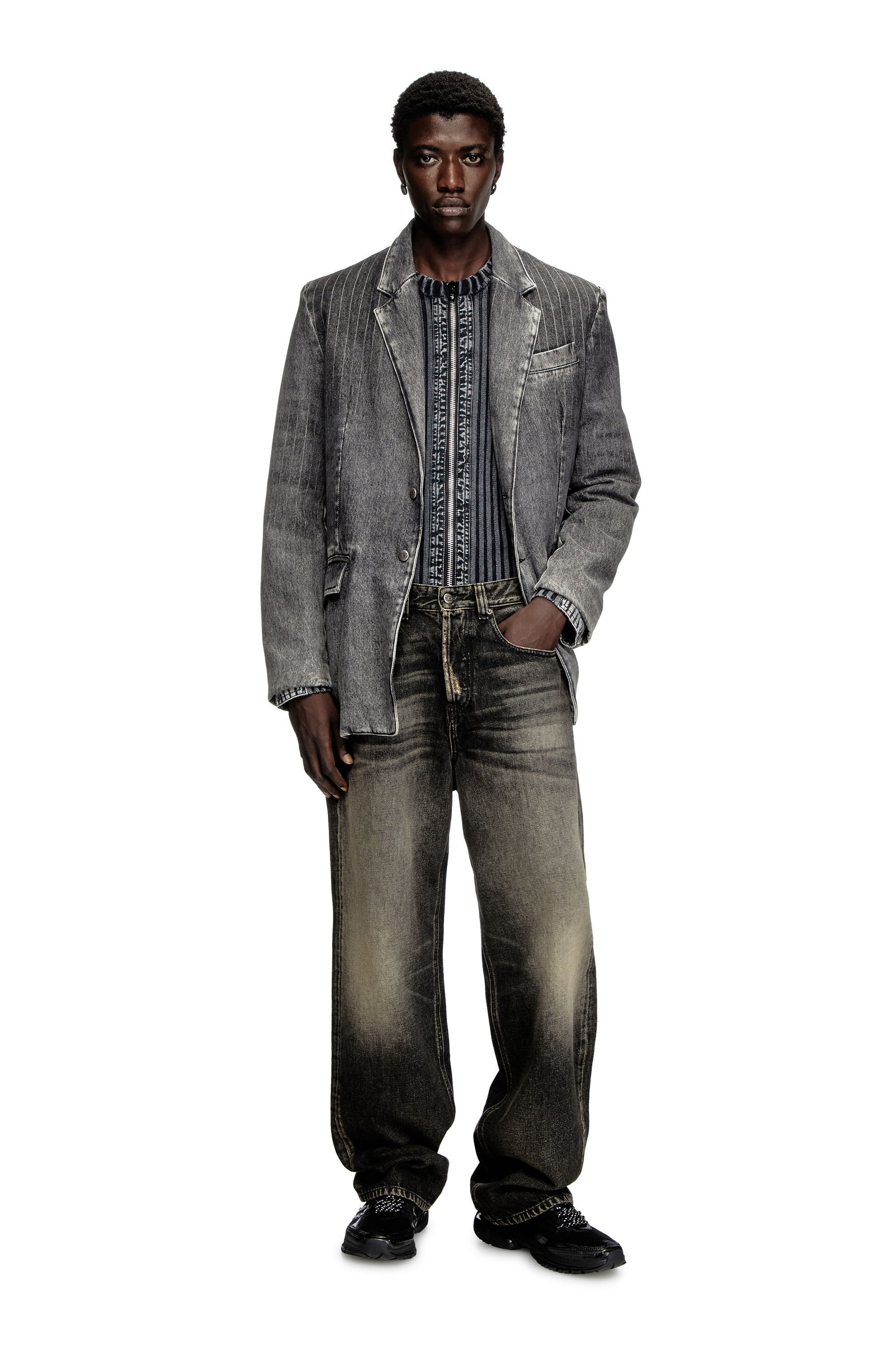 Diesel - Male's Relaxed Jeans 2001 D-Macro 007Z1, ブラック/ダークグレー - 1