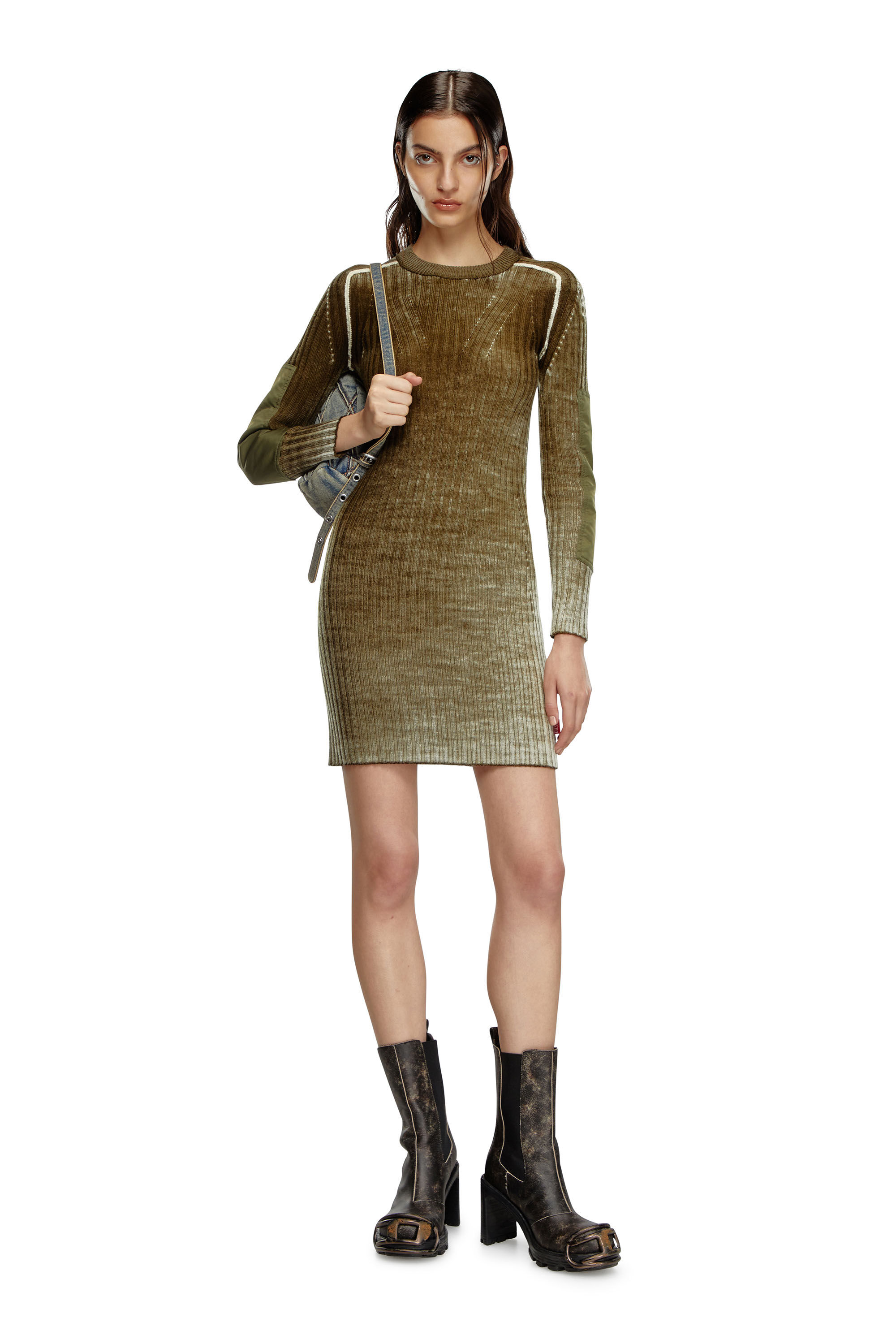 M-ARTISTA Short dress in treated wool knit｜グリーン｜ウィメンズ｜DIESEL