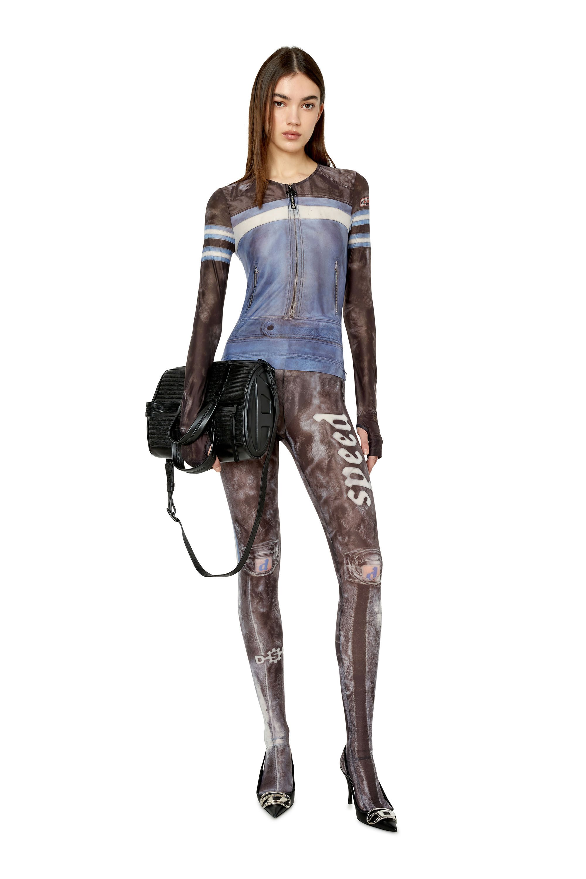 Diesel - P-KOLL-G4, Female's パンツ デジタルプリント ストッキング in ブラック - 1