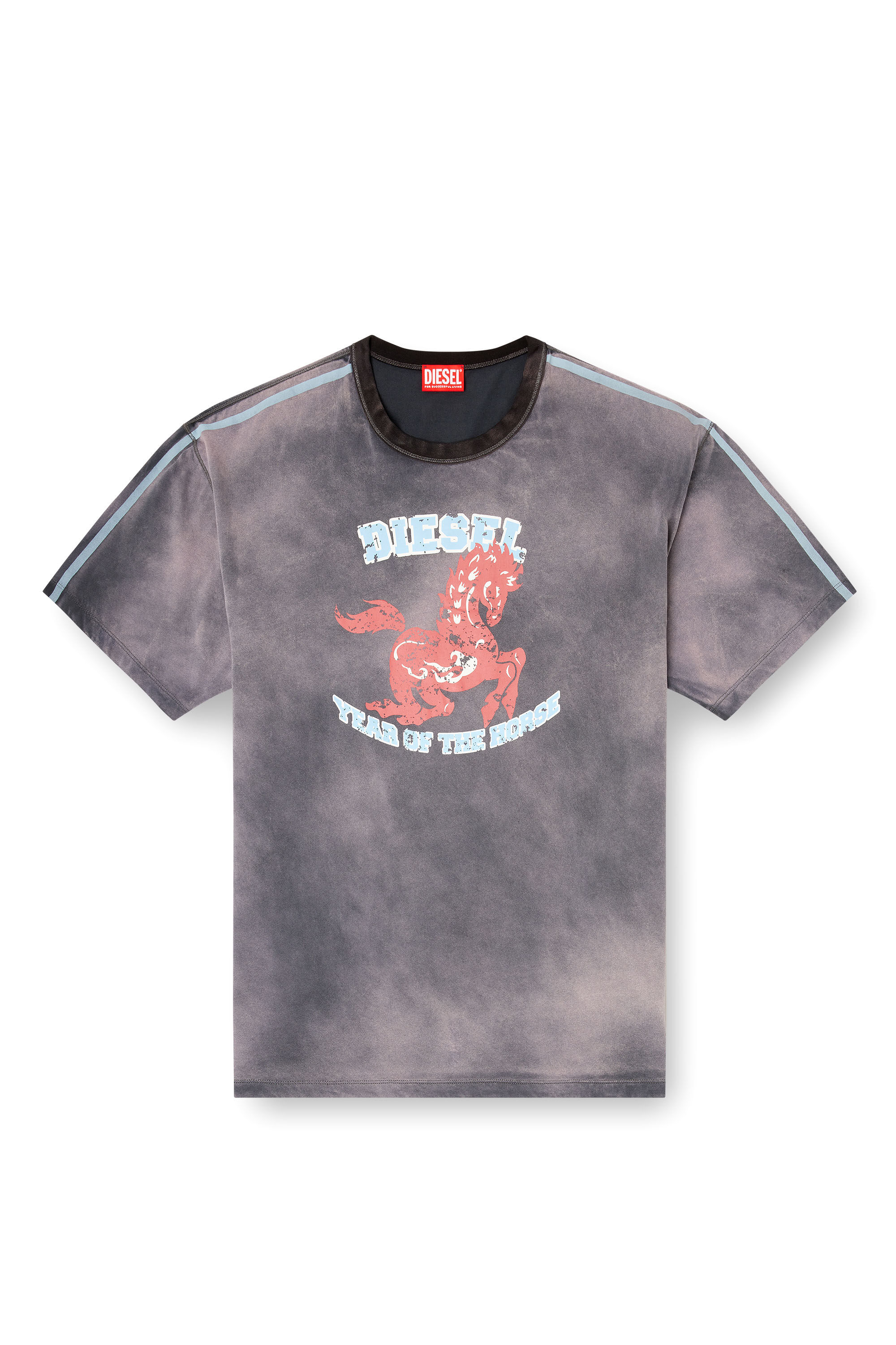 CL-T-BOXT-HORSE Cotton T-shirt with horse graphic print｜グレー