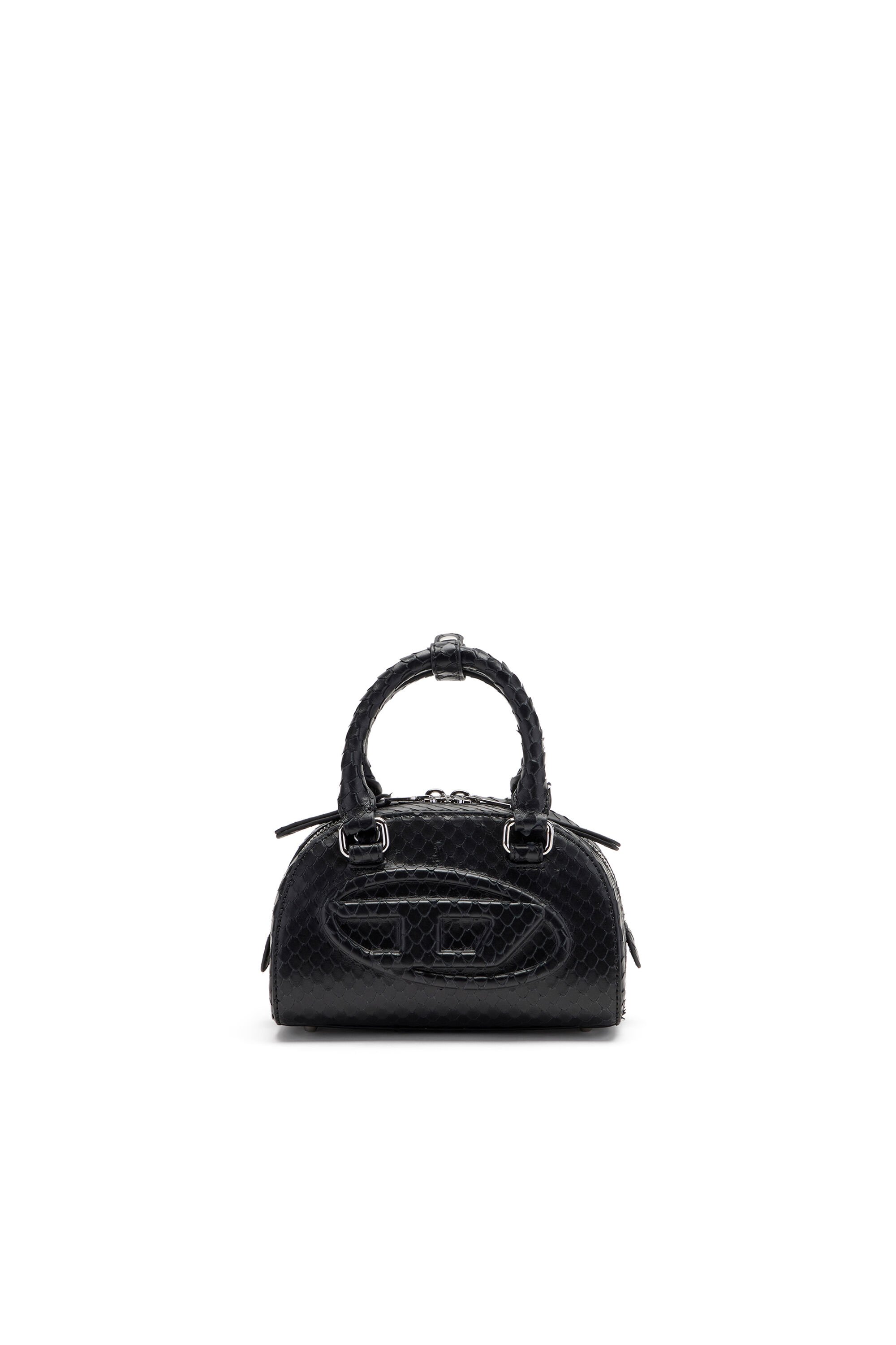 Diesel - 1DR DOME CROSSBODY, Female's 1DR Dome-Mini bowling bag in snake-effect leather in ブラック - 2
