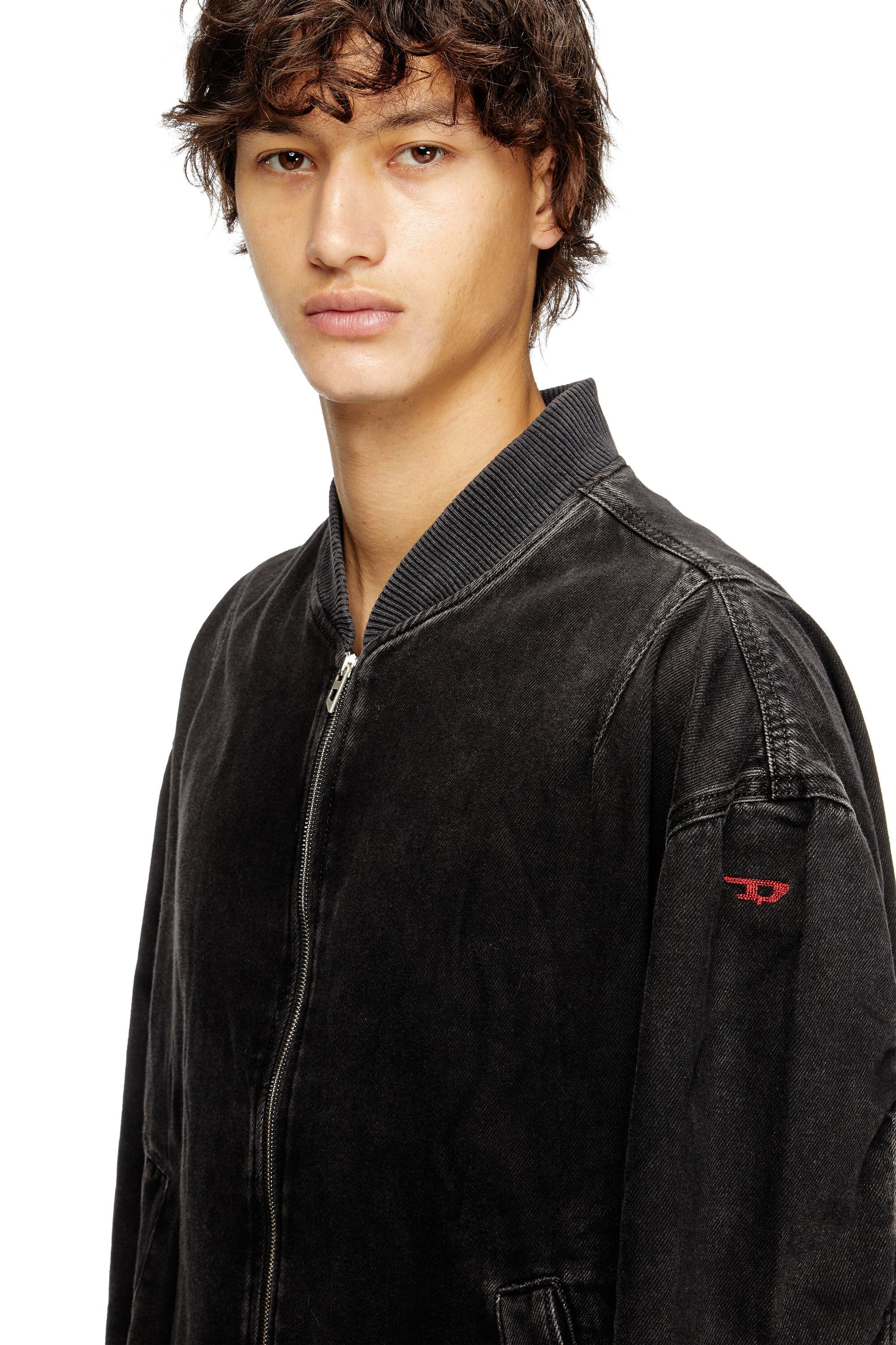 Diesel - D-VINZ, Male's Bomber jacket in clean-wash denim in ブラック - 4