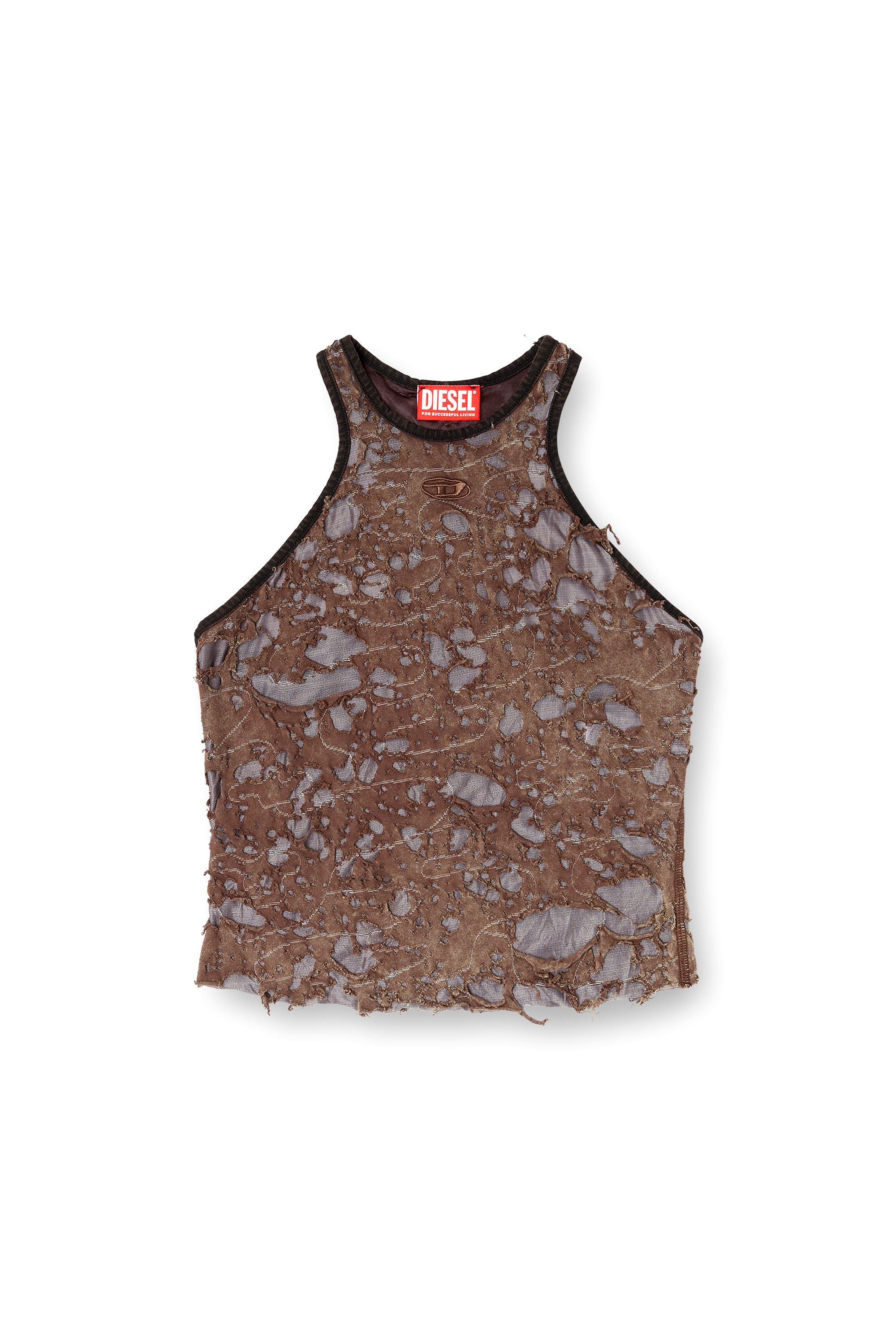 Diesel - T-ILM, Female's Tank top in destroyed jersey in ブラウン - 2