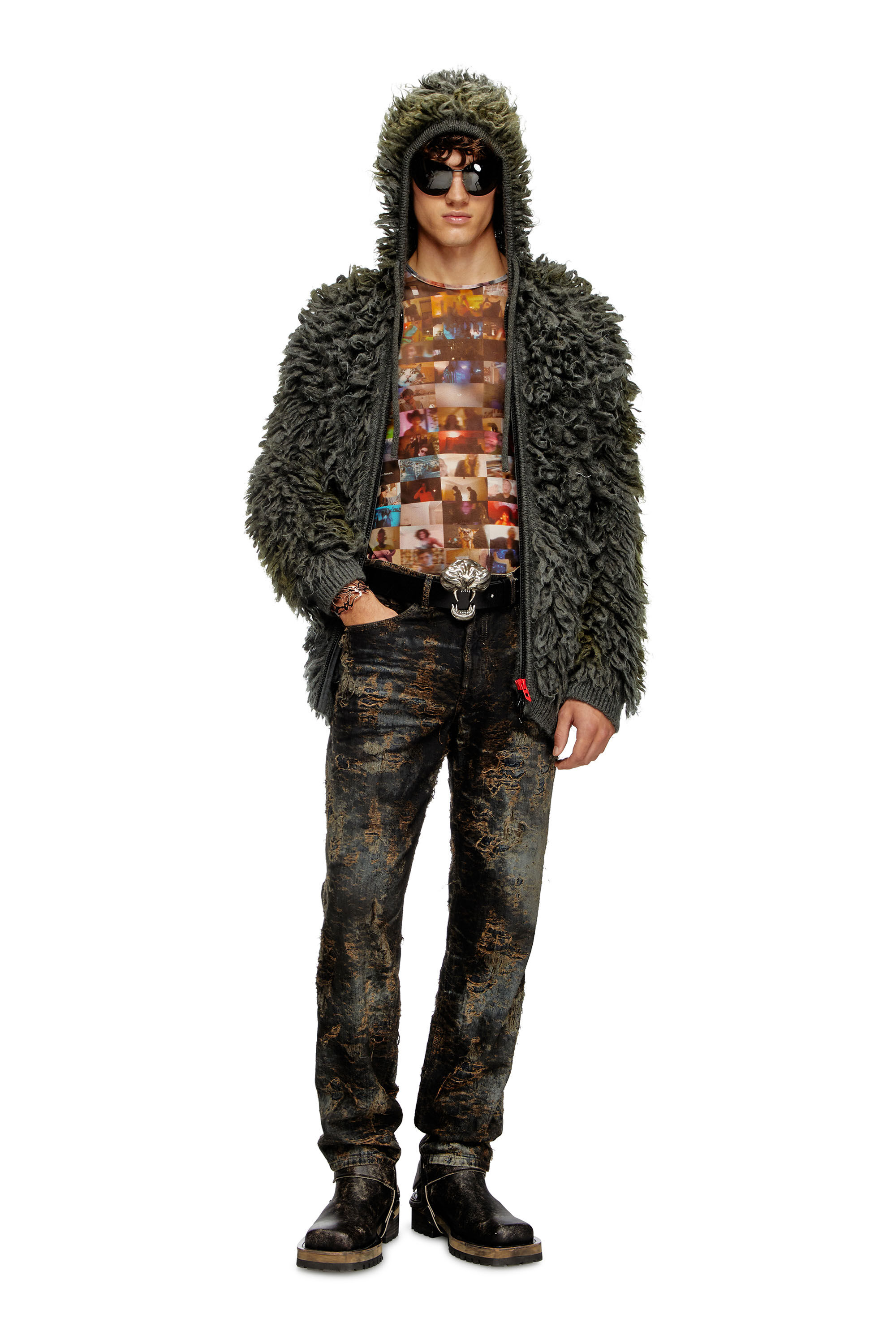 T-LIXY Stretch tulle top with Livestream print｜マルチカラー｜メンズ｜DIESEL