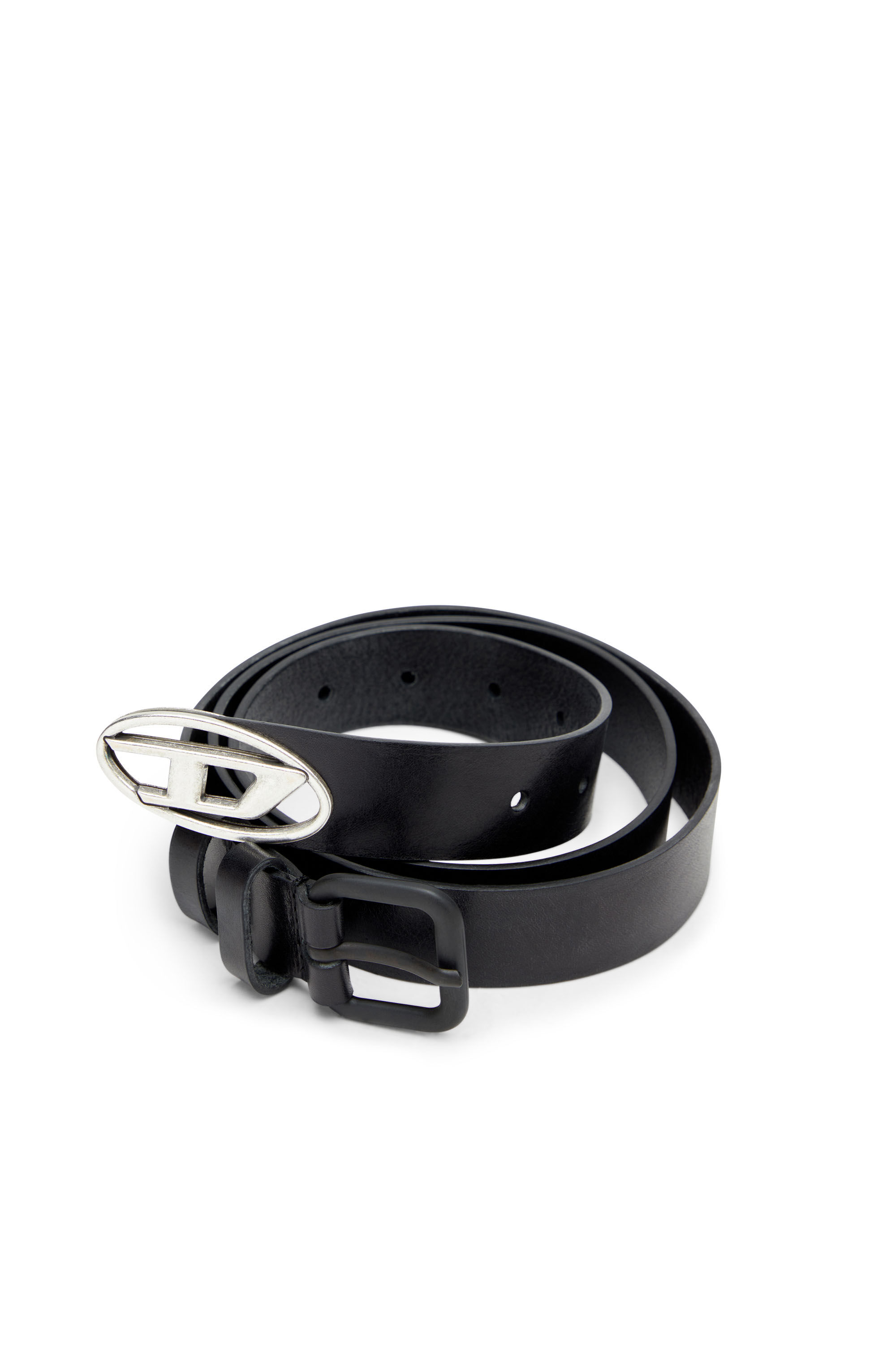 Diesel - B-INLAY, Unisex's Leather belt with oval D logo in ブラック - 3