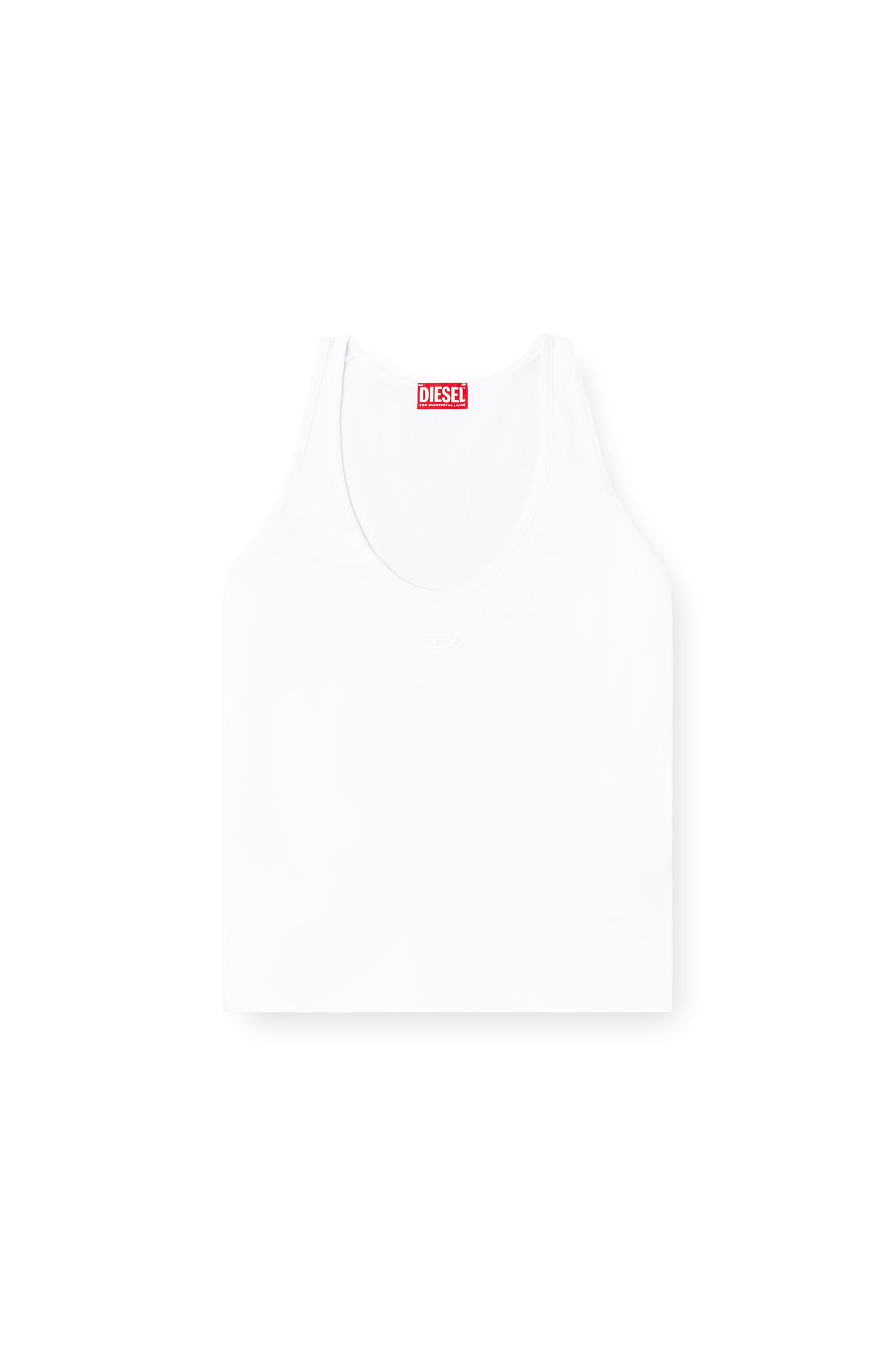 Diesel - T-IPSYA-LKDS, Female's Ribbed tank with Oval D in ホワイト - 2