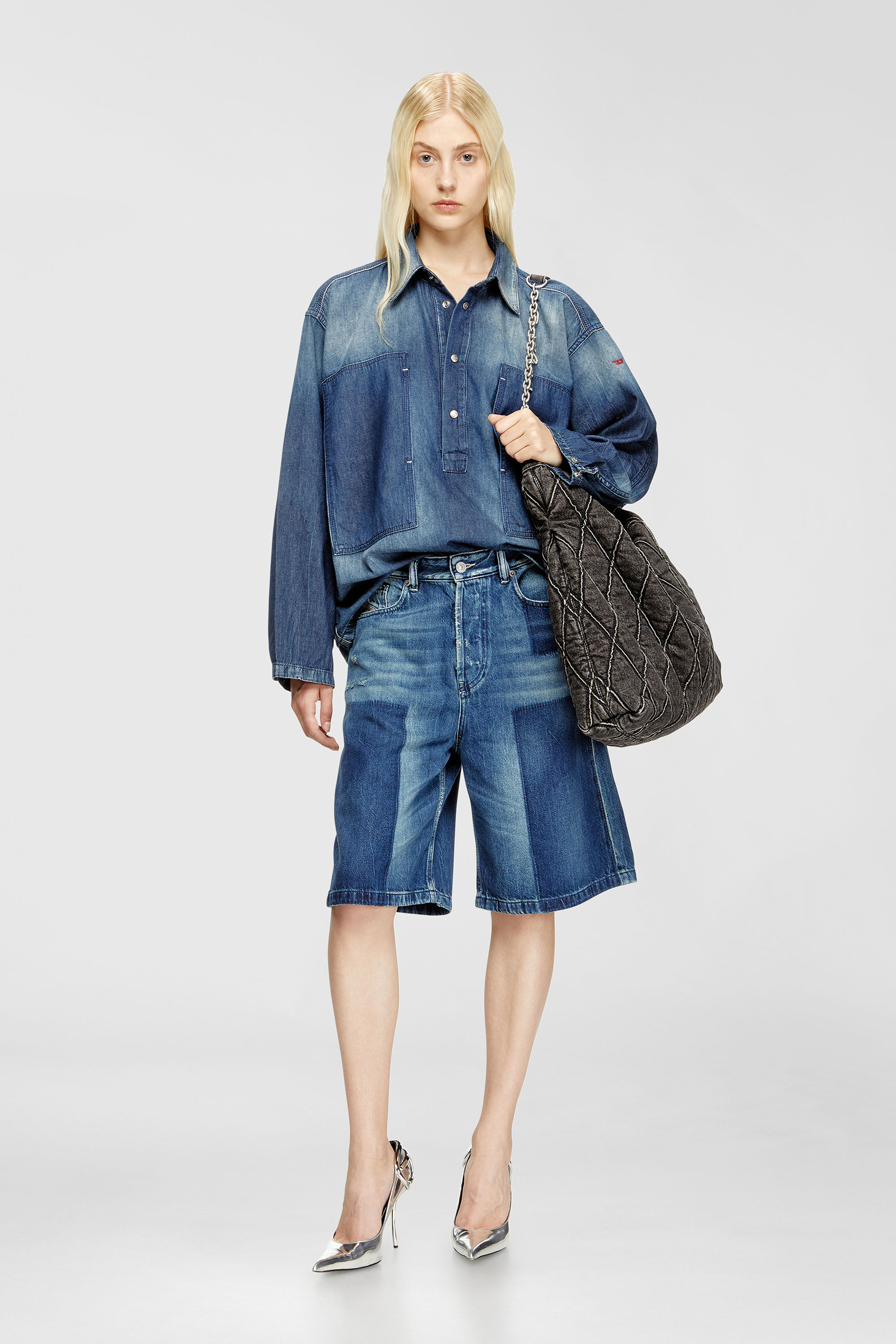 DE-SIRE-SHORT Shorts in contrast-effect denim｜ブルー｜ウィメンズ