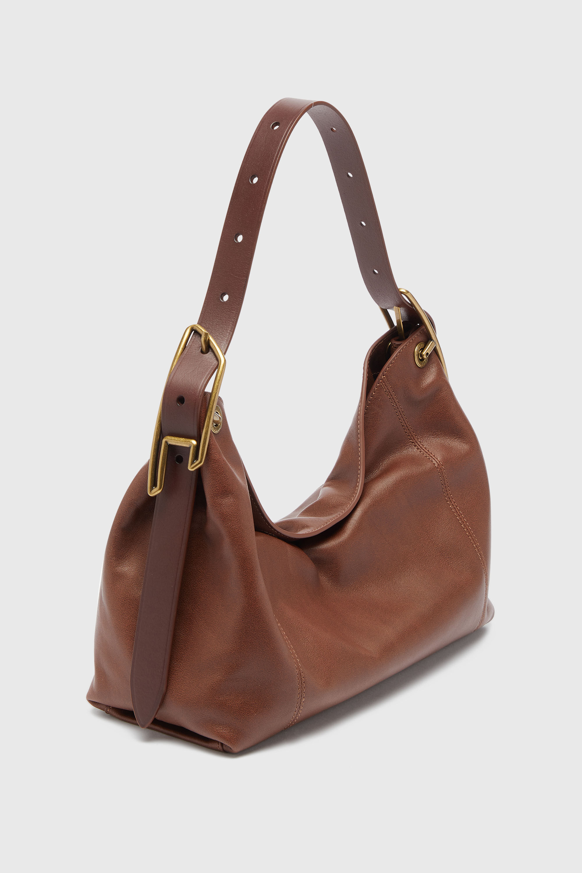Diesel - D-LINE HOBO S, Female's D-Line-Shoulder bag in leather in ダークブラウン - 6