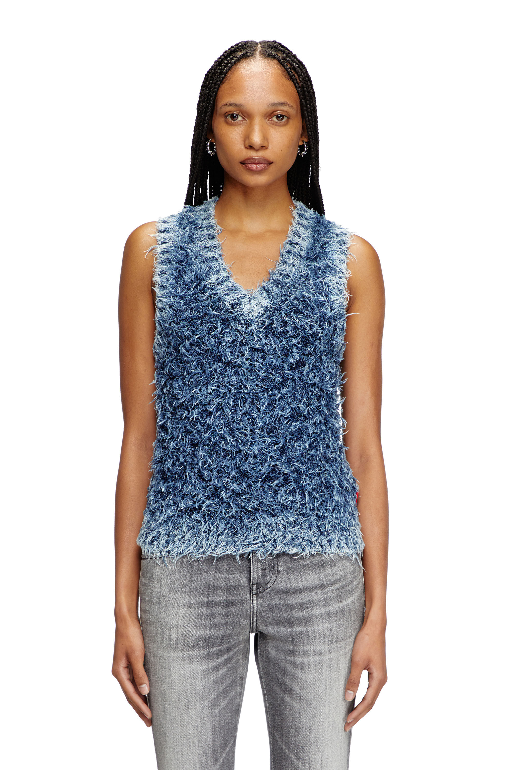 Diesel - M-DELIN, Female's Textured-knit vest in ブルー - 3