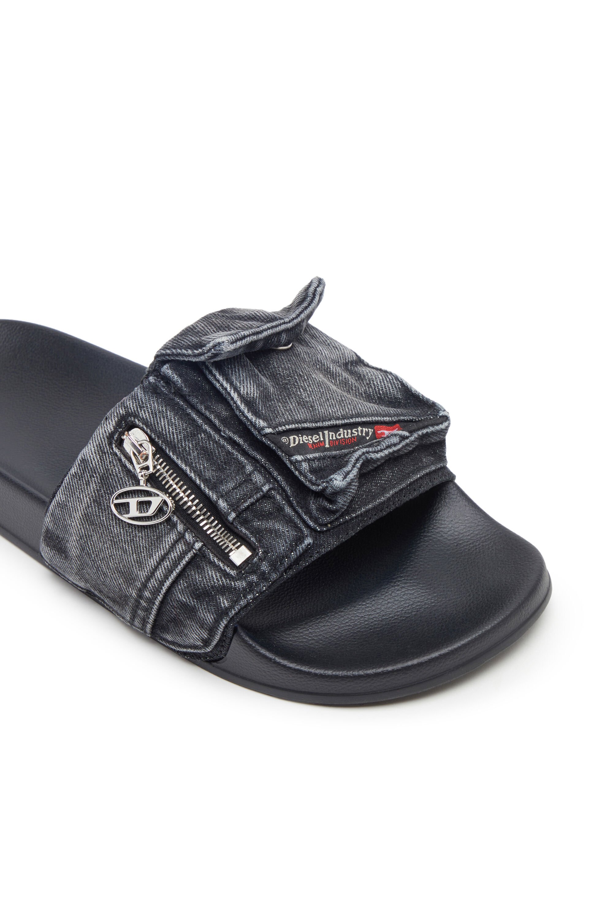 Diesel - SA-MAYEMI PK, Male's PU デニム フラットサンダル - Sa-Mayemi PK in ブラック - 6