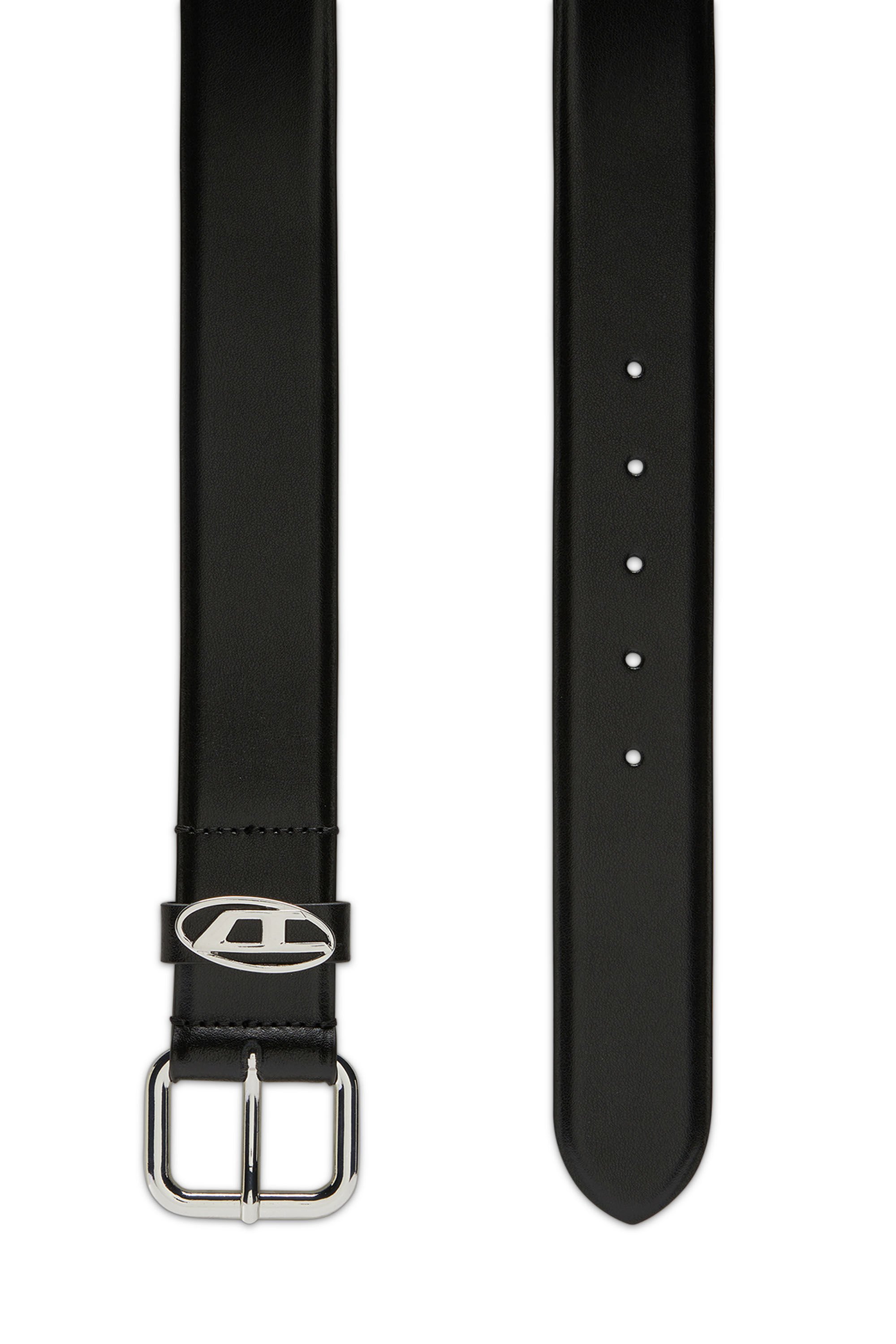 Diesel - B-1DR OVAL D LOOP, Unisex's Logo-plaque embellished leather belt in ブラック - 2